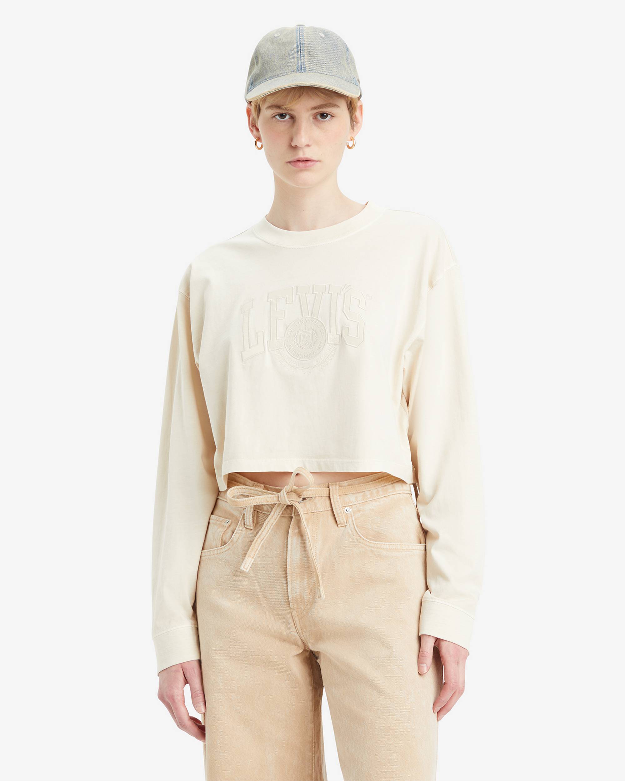 Cropped Long Sleeve Football T-shirt - White | Levi's® US Cropped Long Sleeve Football T-shirt - White | Levi's® US