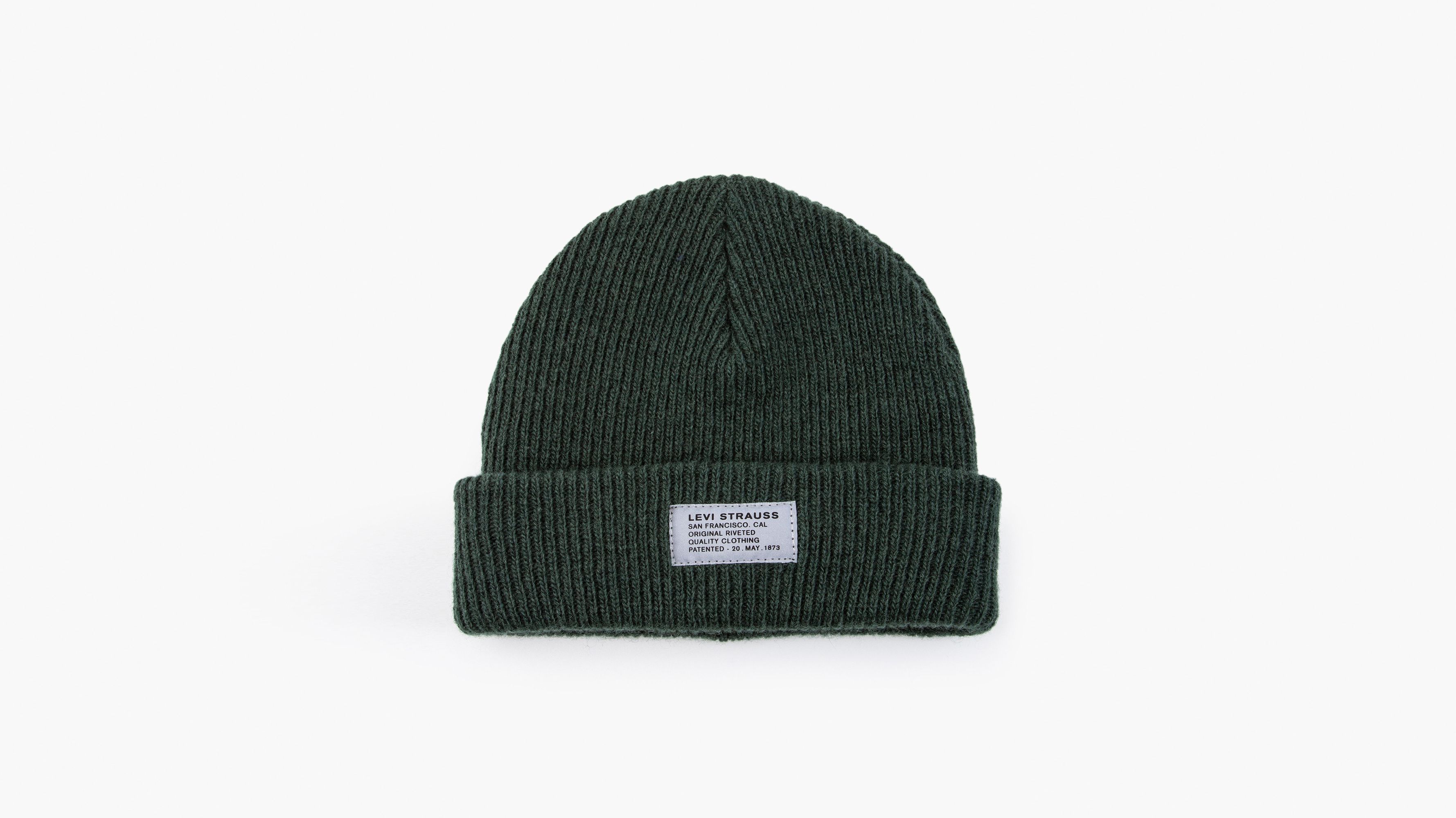 Seasonal Fuzzy Knit Beanie Green Levi S US   D55280004 Front Pdp