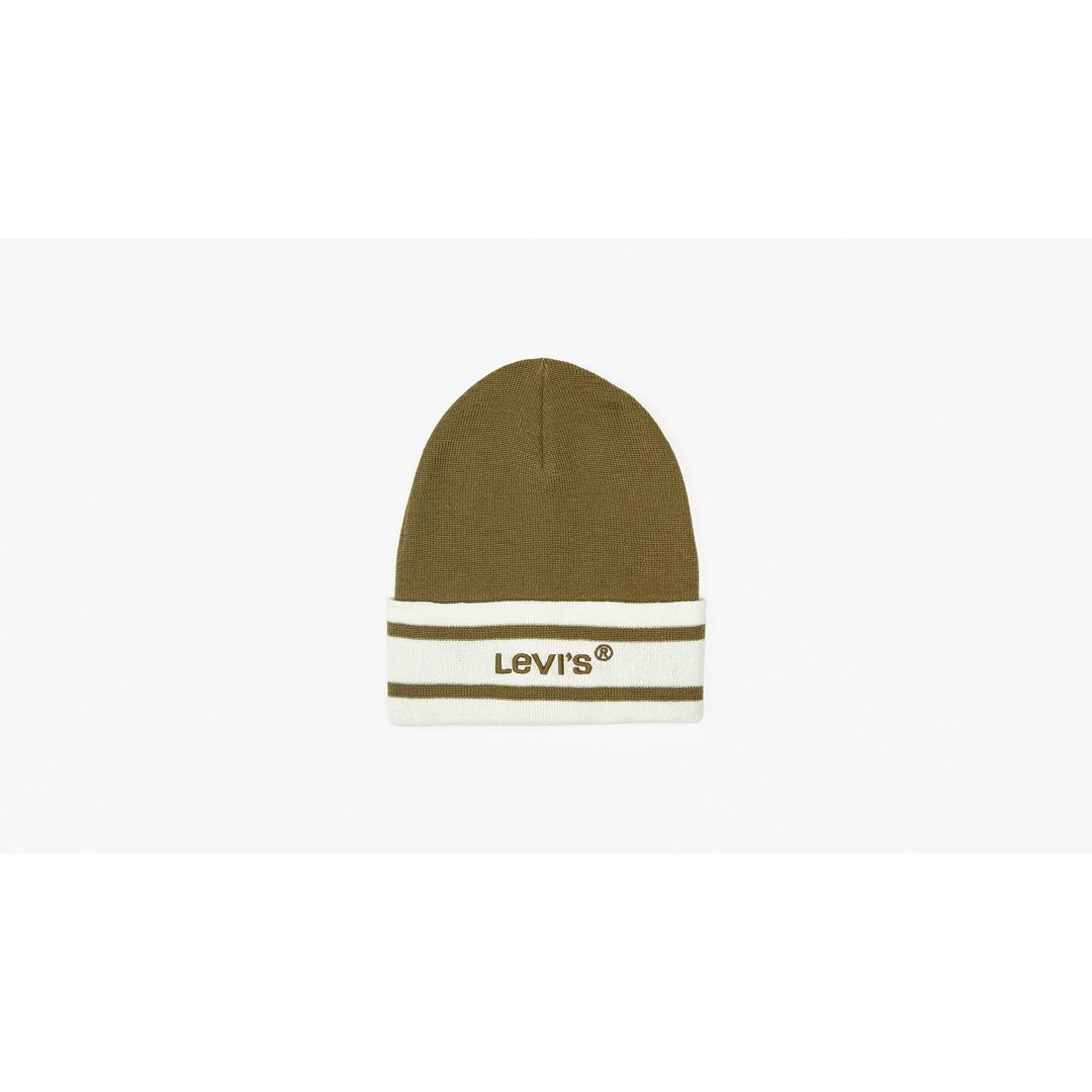 Levi's Beanie With Wordmark Logo In Dark Army Green