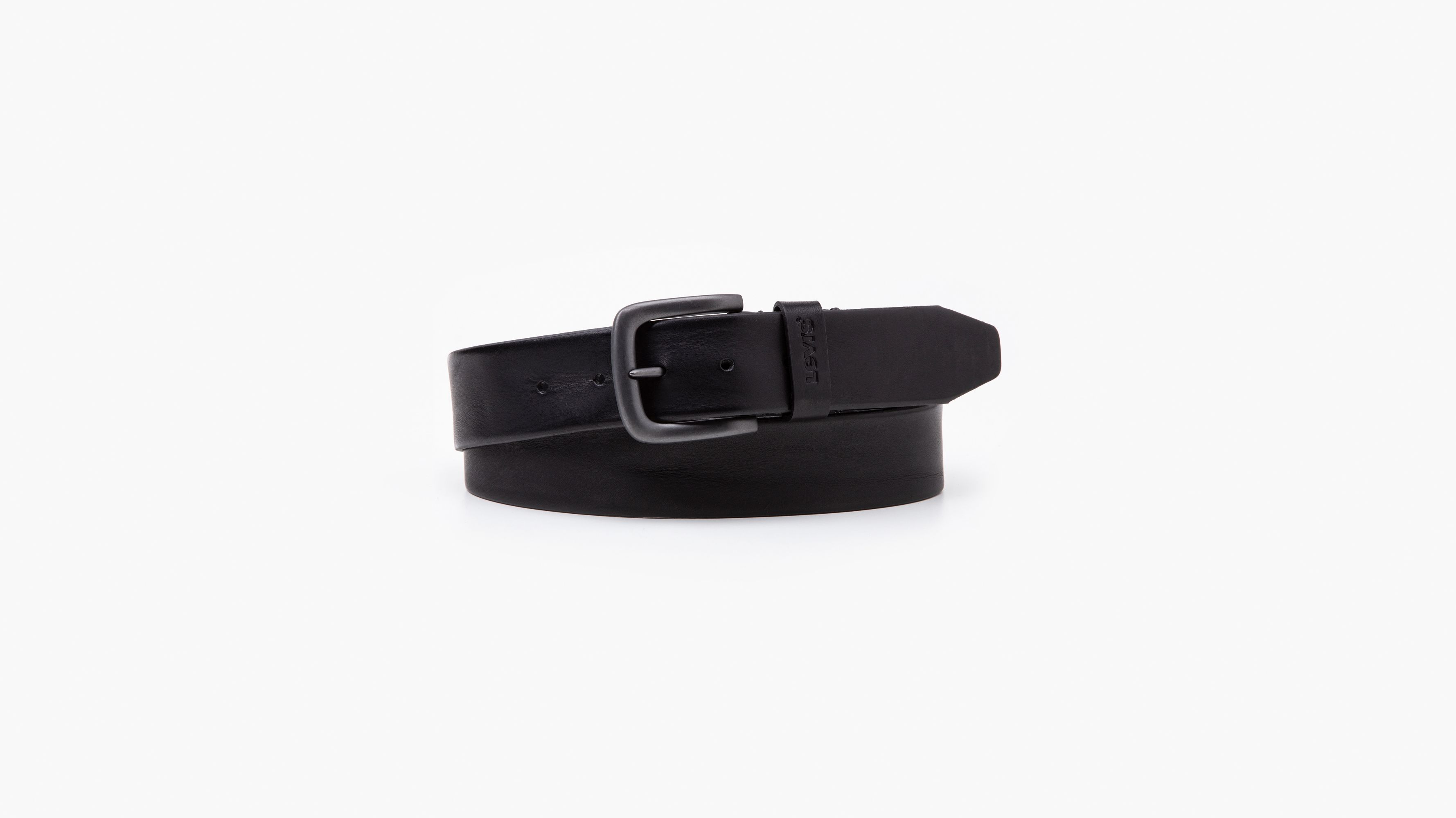 Men's black leather belt