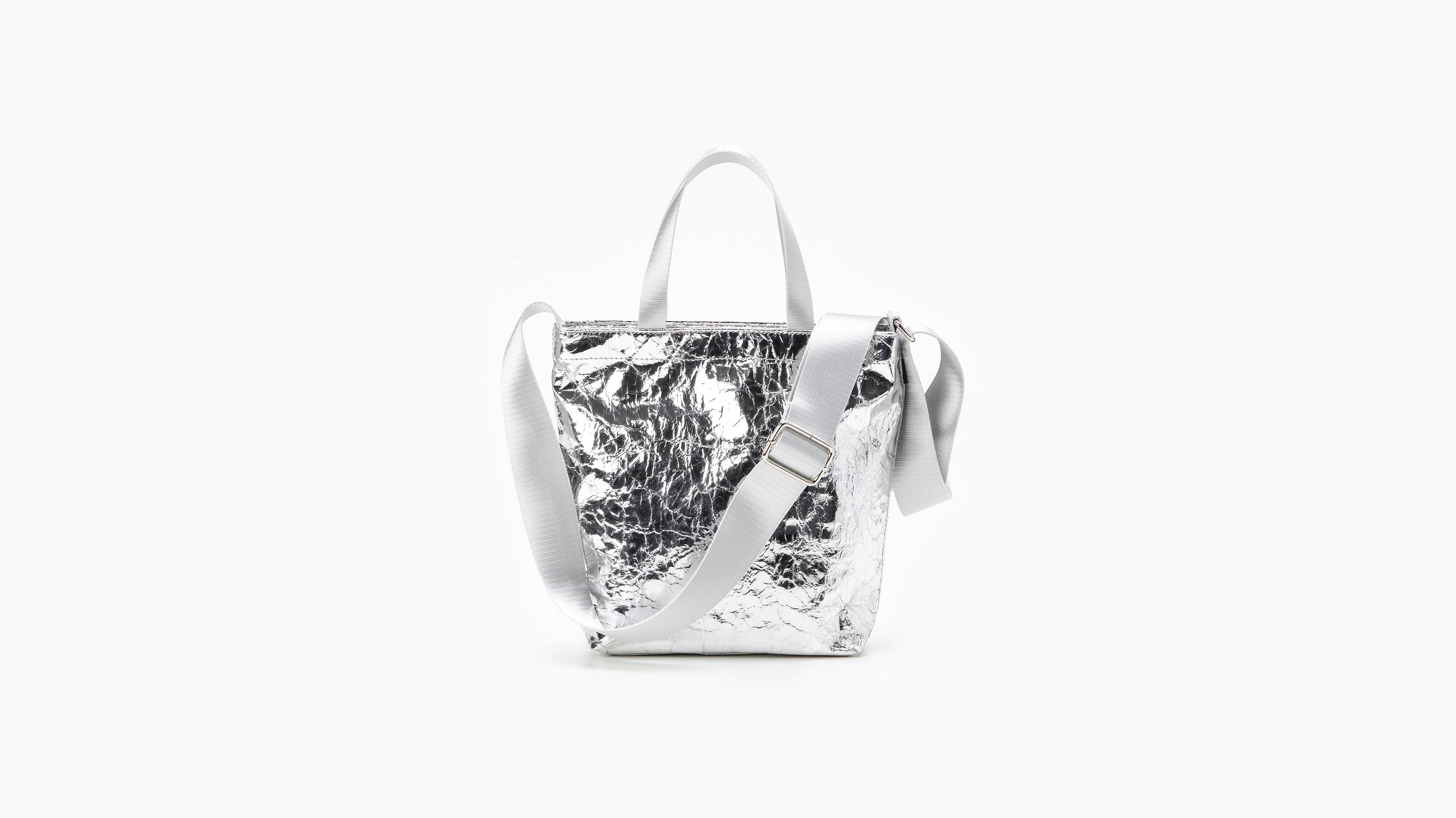 Off-White Commercial Tote Bag Metallic Silver Small - Allu USA