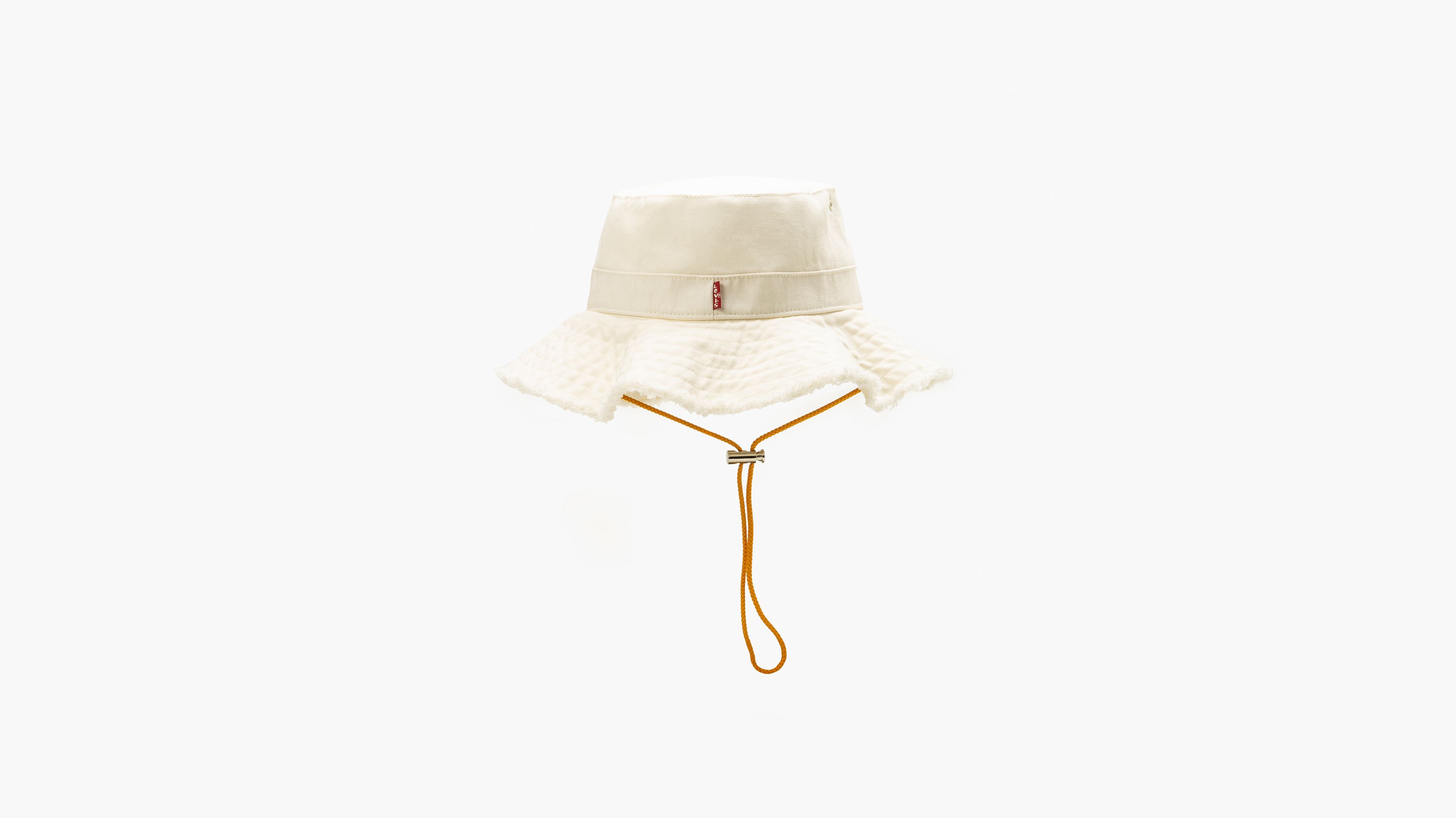 Drawstring Bucket Hat - White