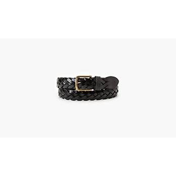 Men’s belt in black braided leather