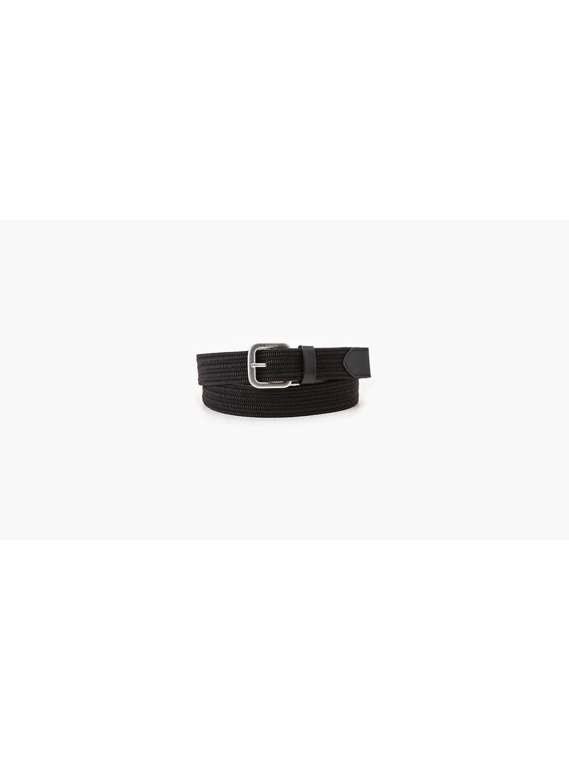 Men's Big & Tall Woven Stretch Leather Belt