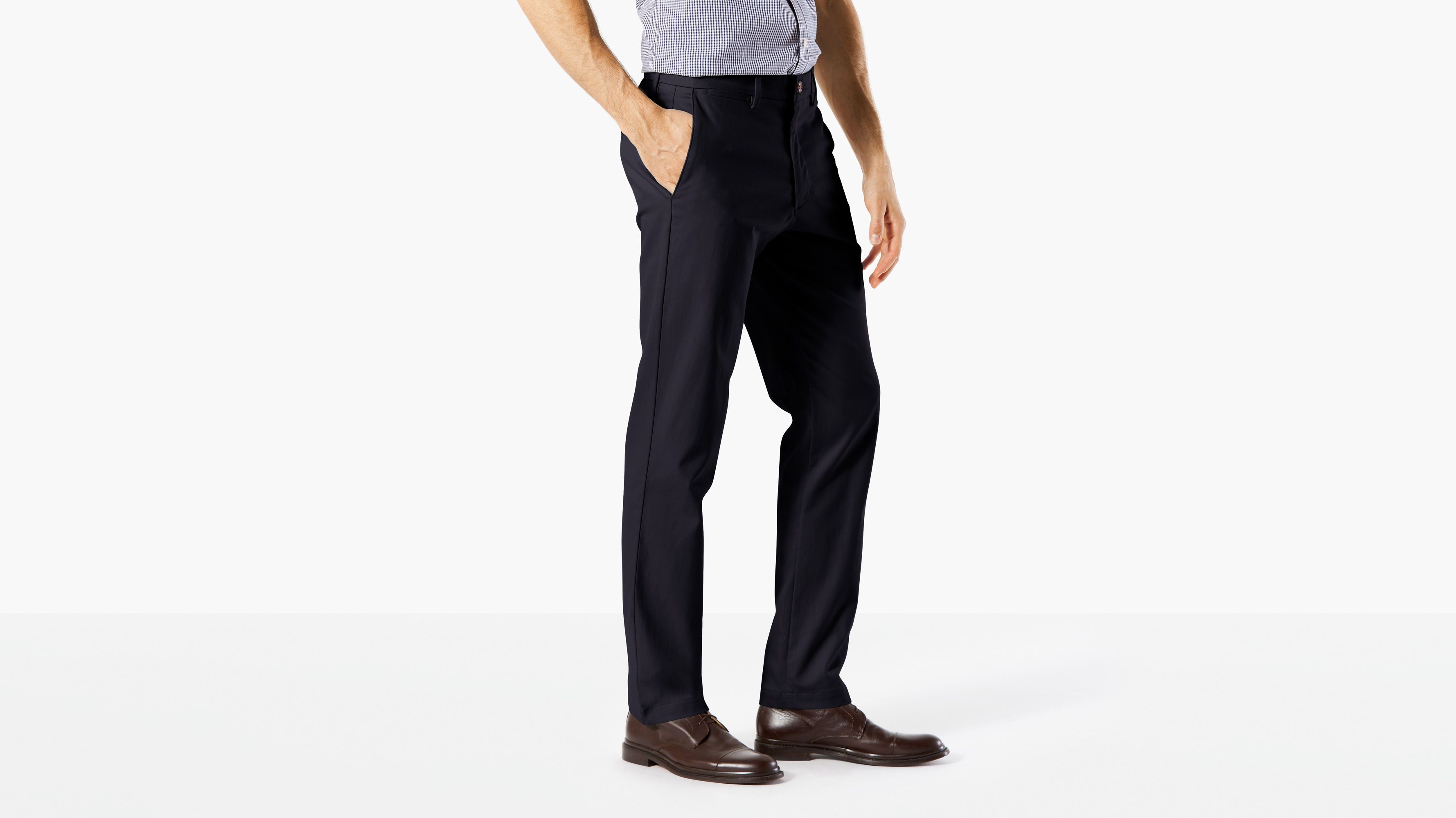 Men's Clean Khaki Pants, Slim Fit 