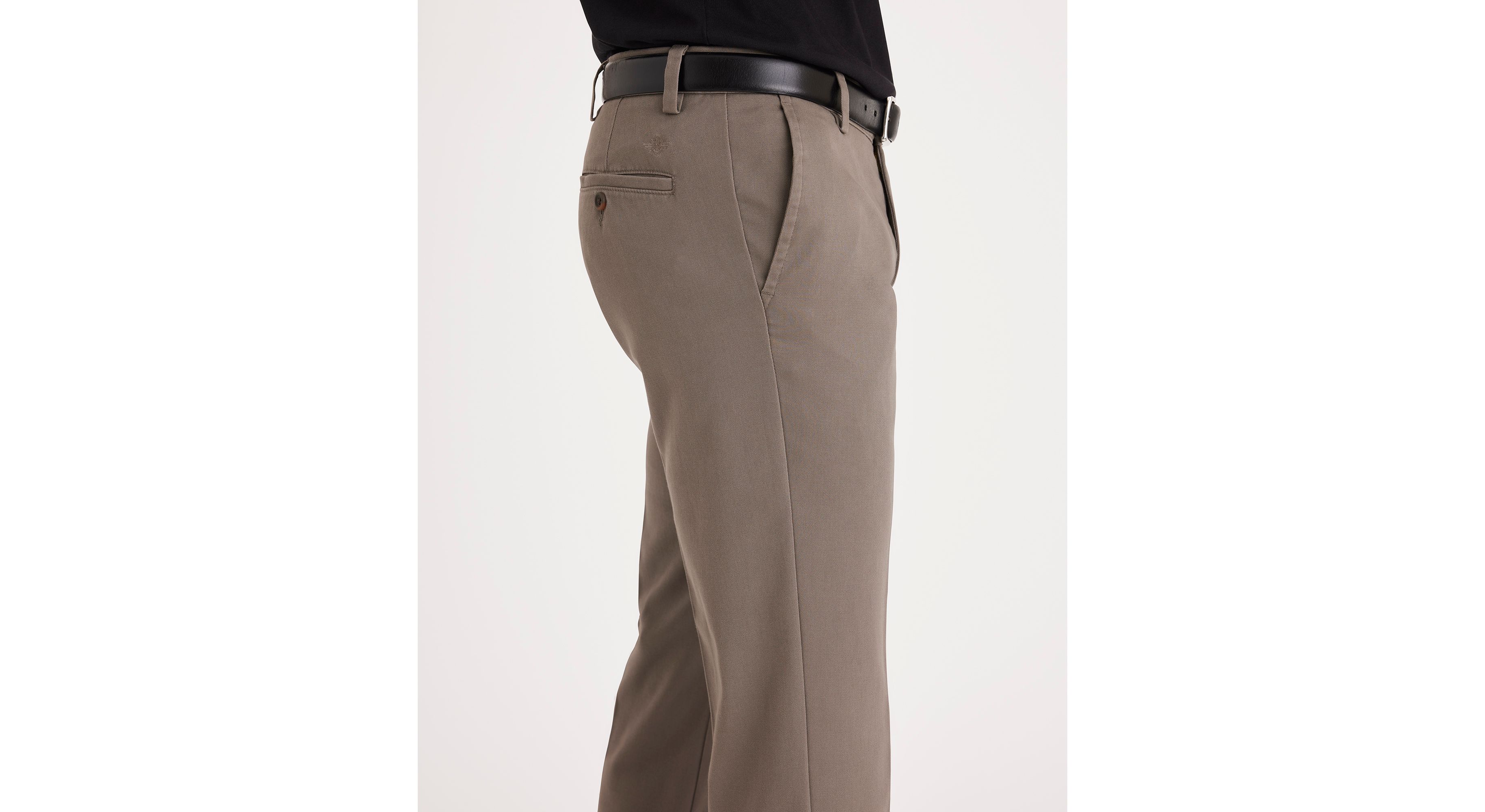 men's easy slim tapered fit khaki stretch pants