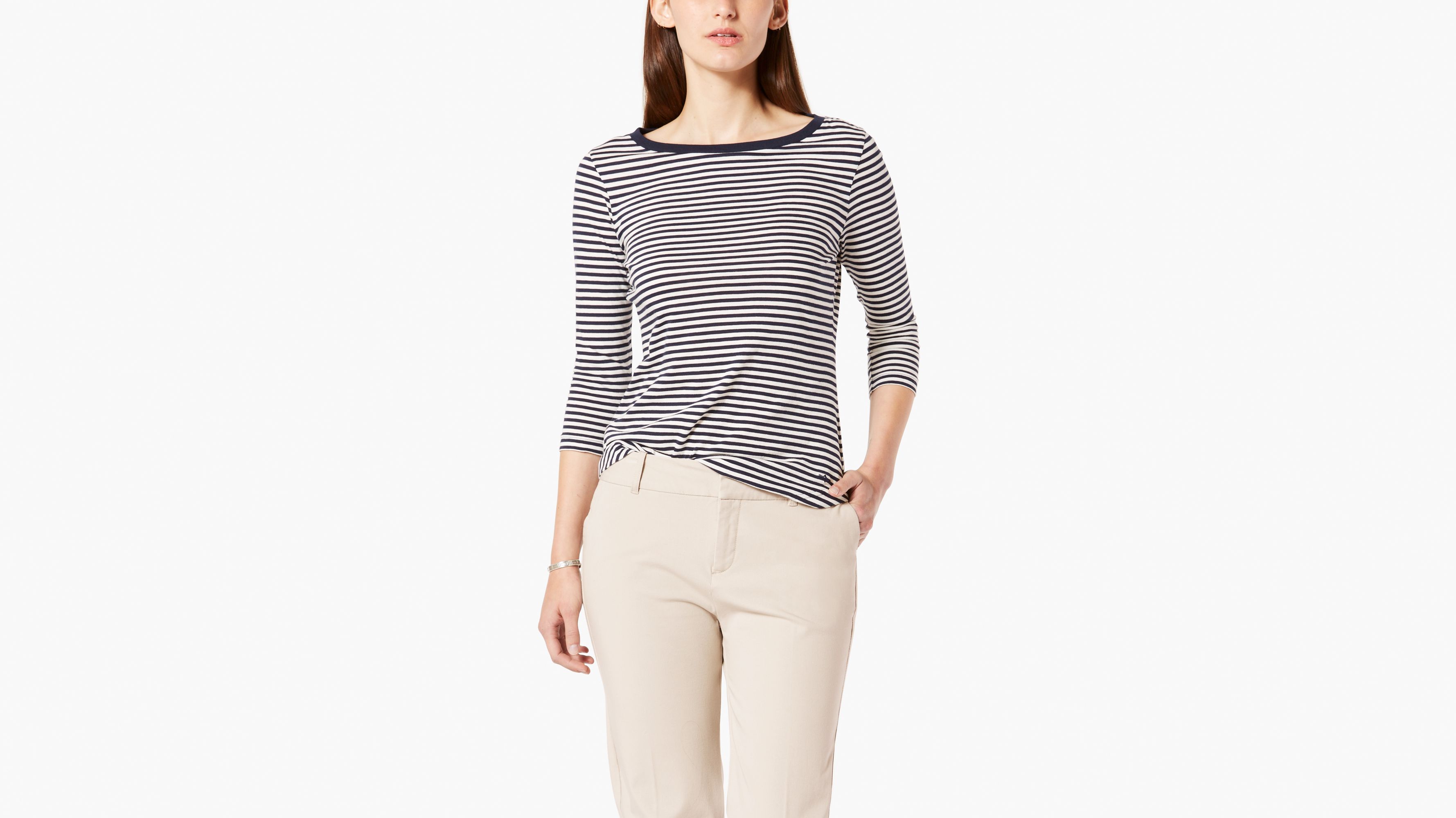 Image of Dockers Stripe Tee Shirt T-Shirt - Women's L