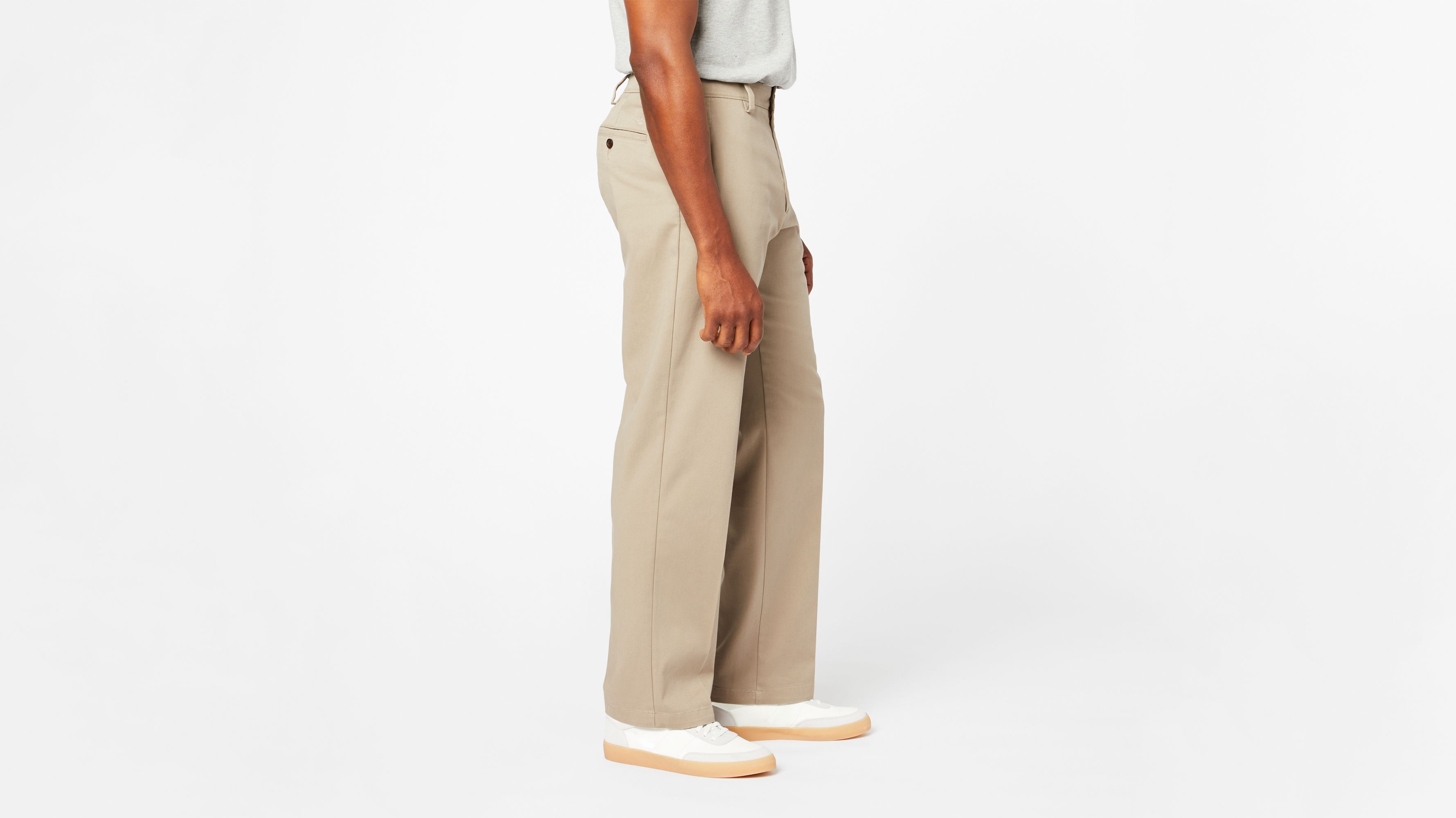 relaxed fit khaki jeans