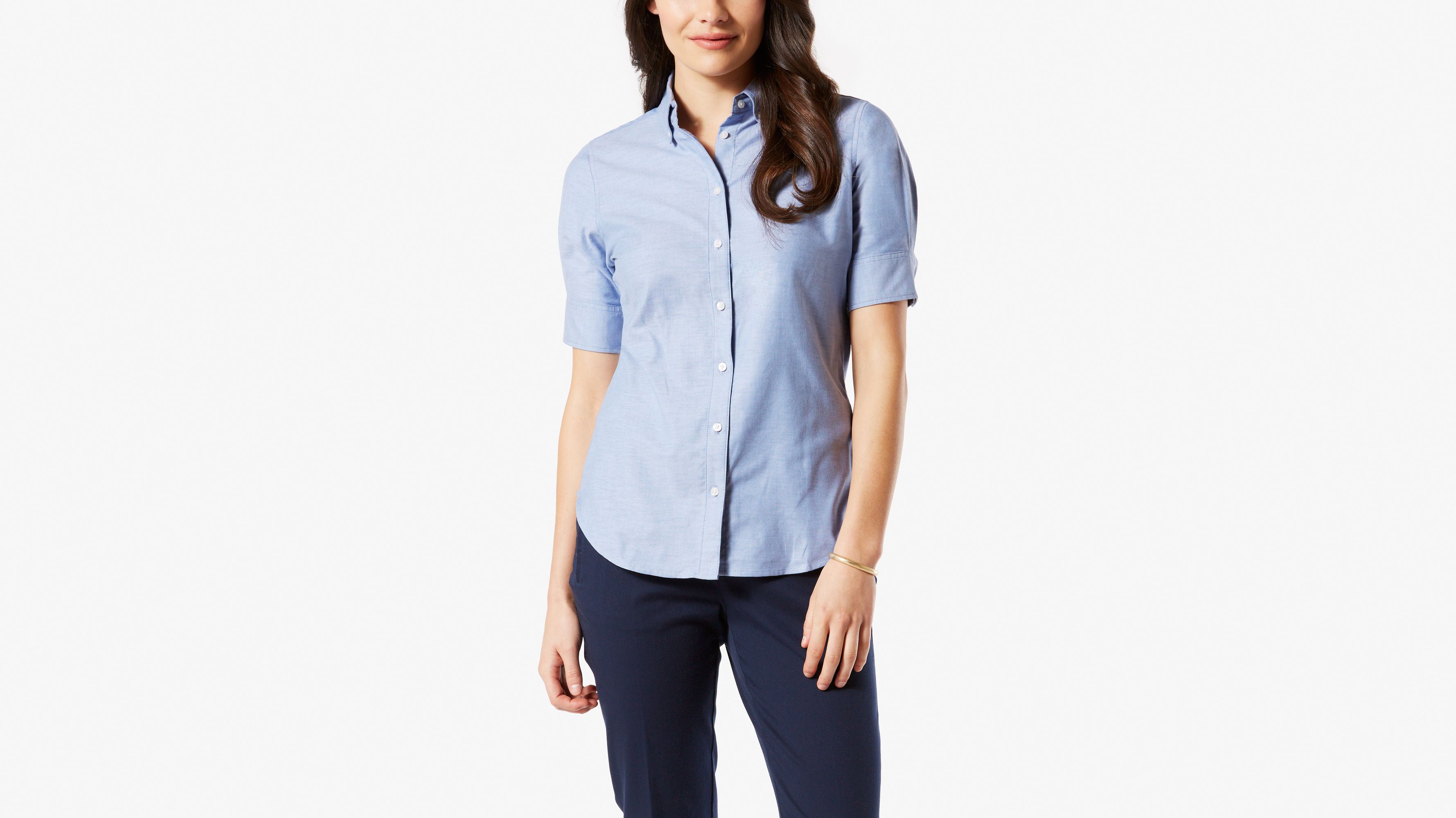 Image of Dockers Short-sleeved Oxford Dress Shirt - Women's M