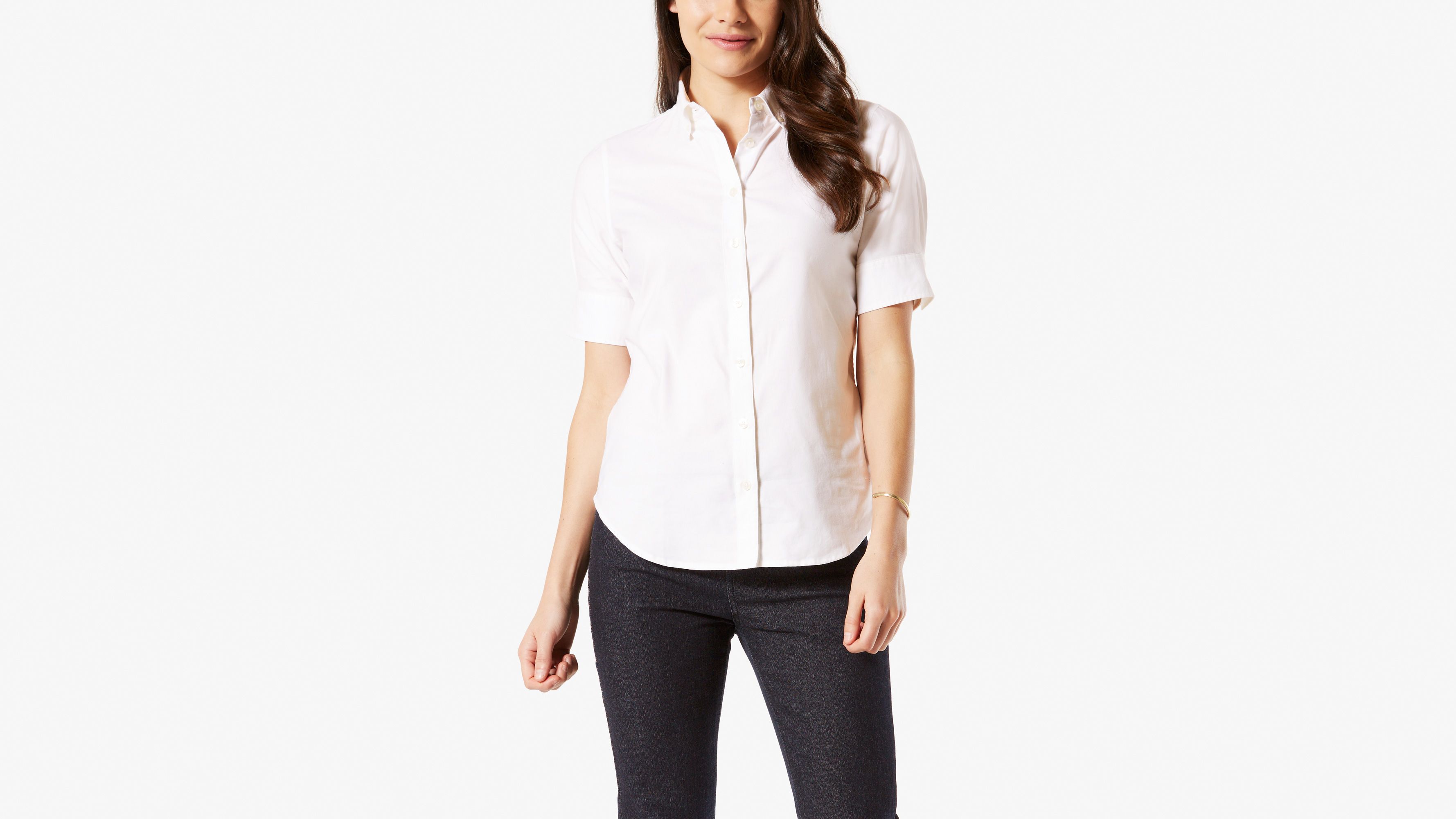 Image of Dockers Short-sleeved Oxford Dress Shirt - Women's XS