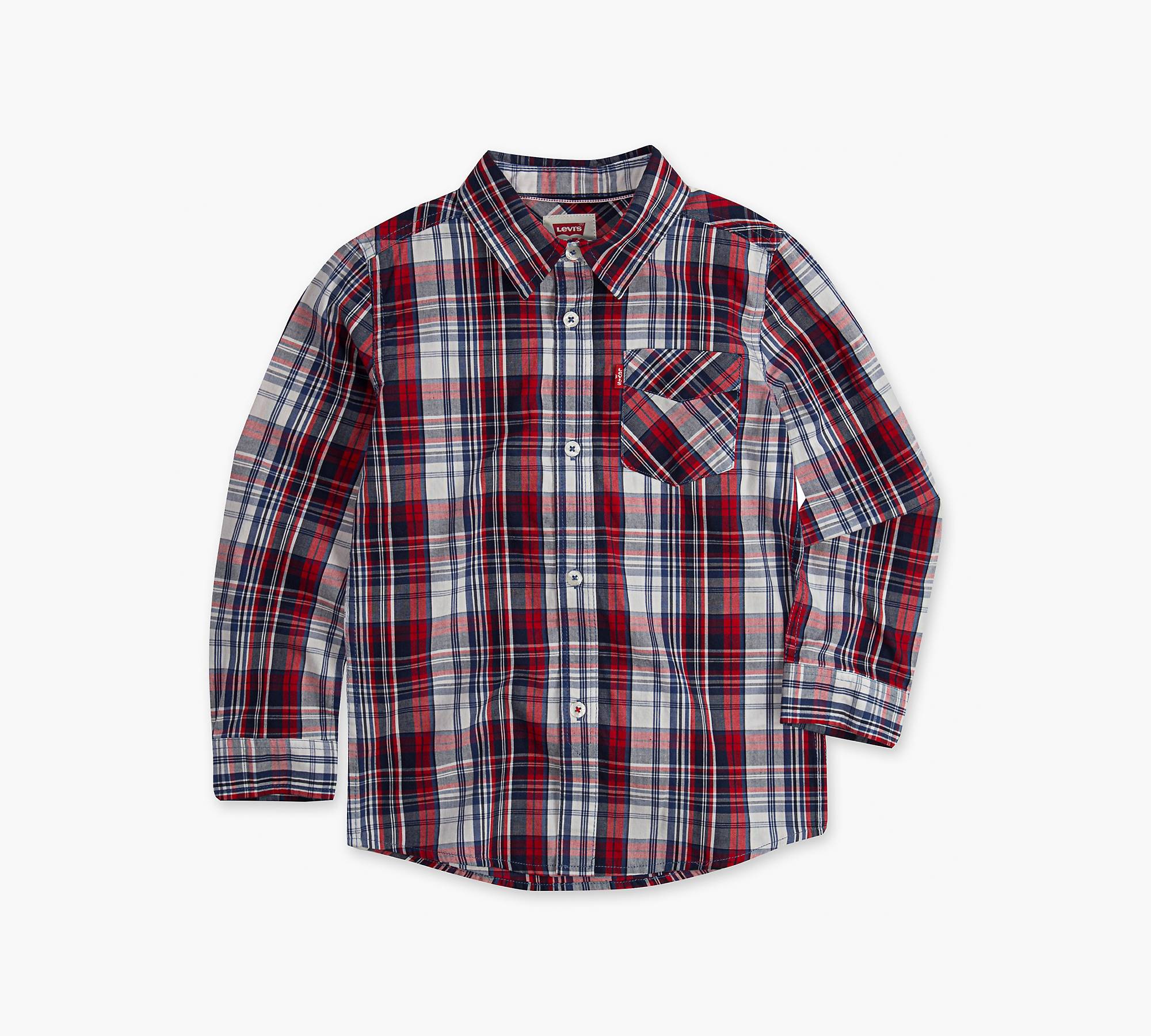 Little Boys 4-7x Long Sleeve One Pocket Plaid Shirt 1
