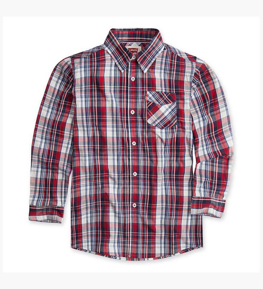 Boys 8-20 Long Sleeve One Pocket Plaid Shirt 1