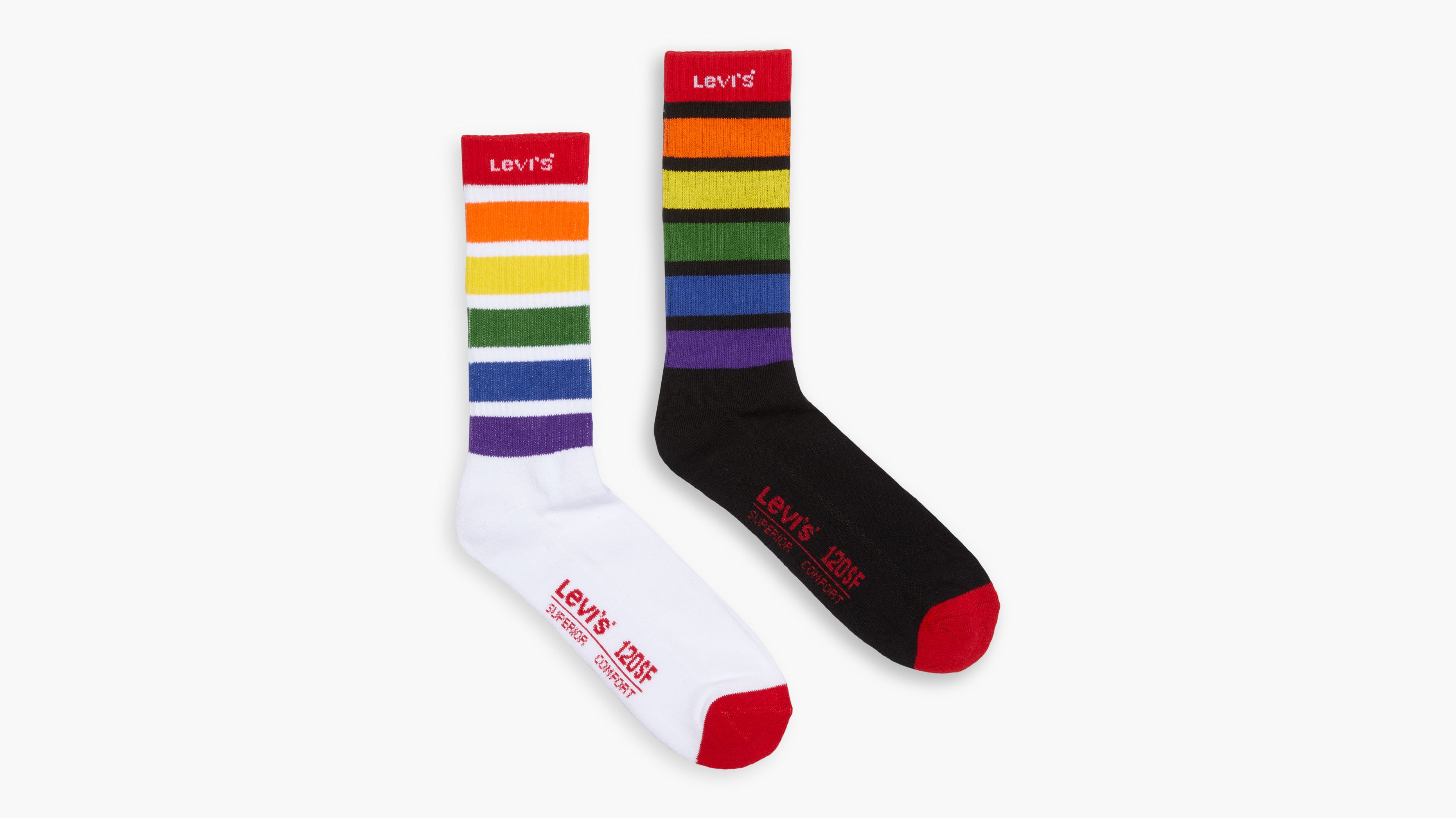 Levi's® 168 2 Pack Solid Regular Cut Pride Socks | White |Levi's ...