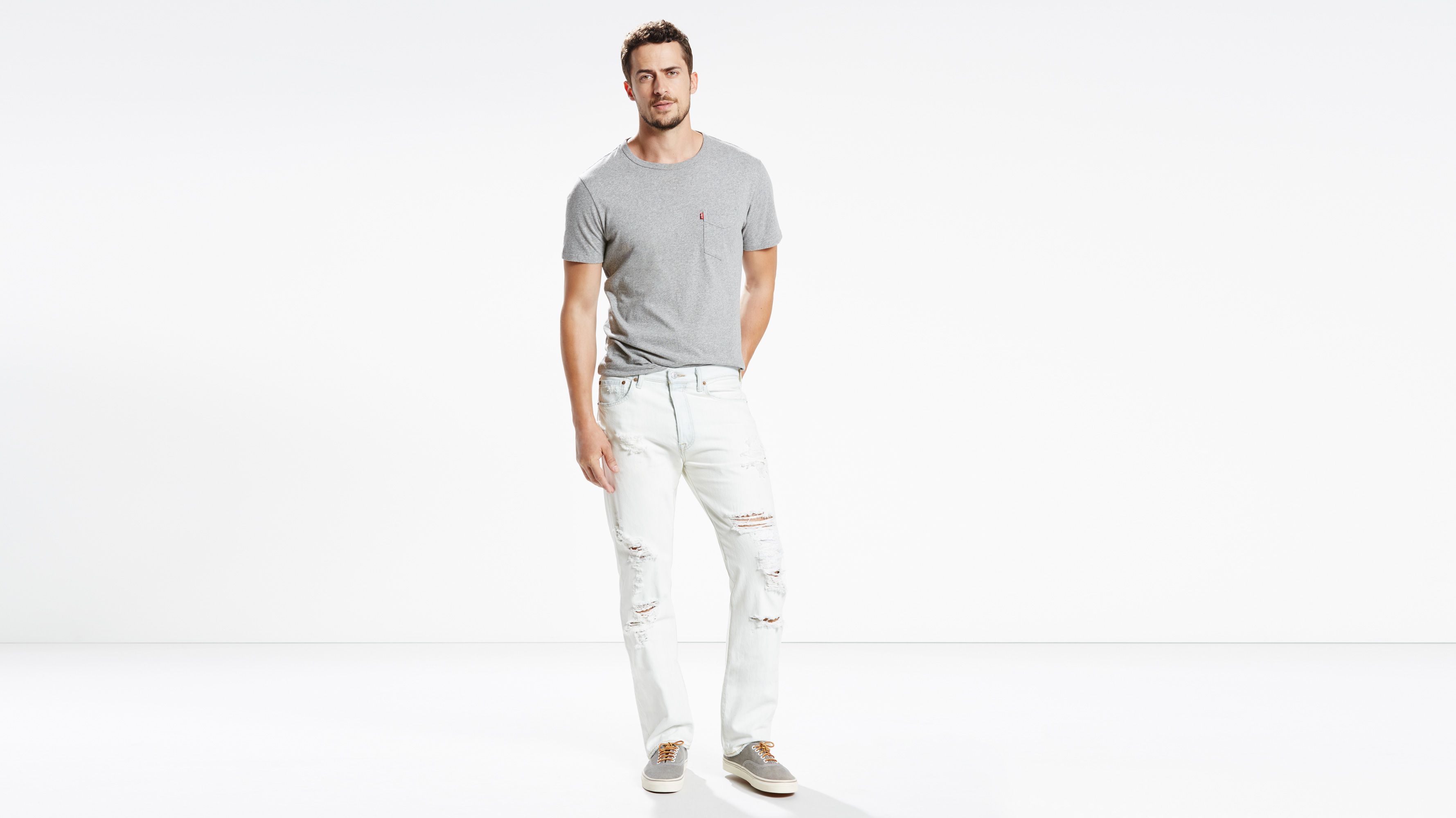 mens white 501 jeans