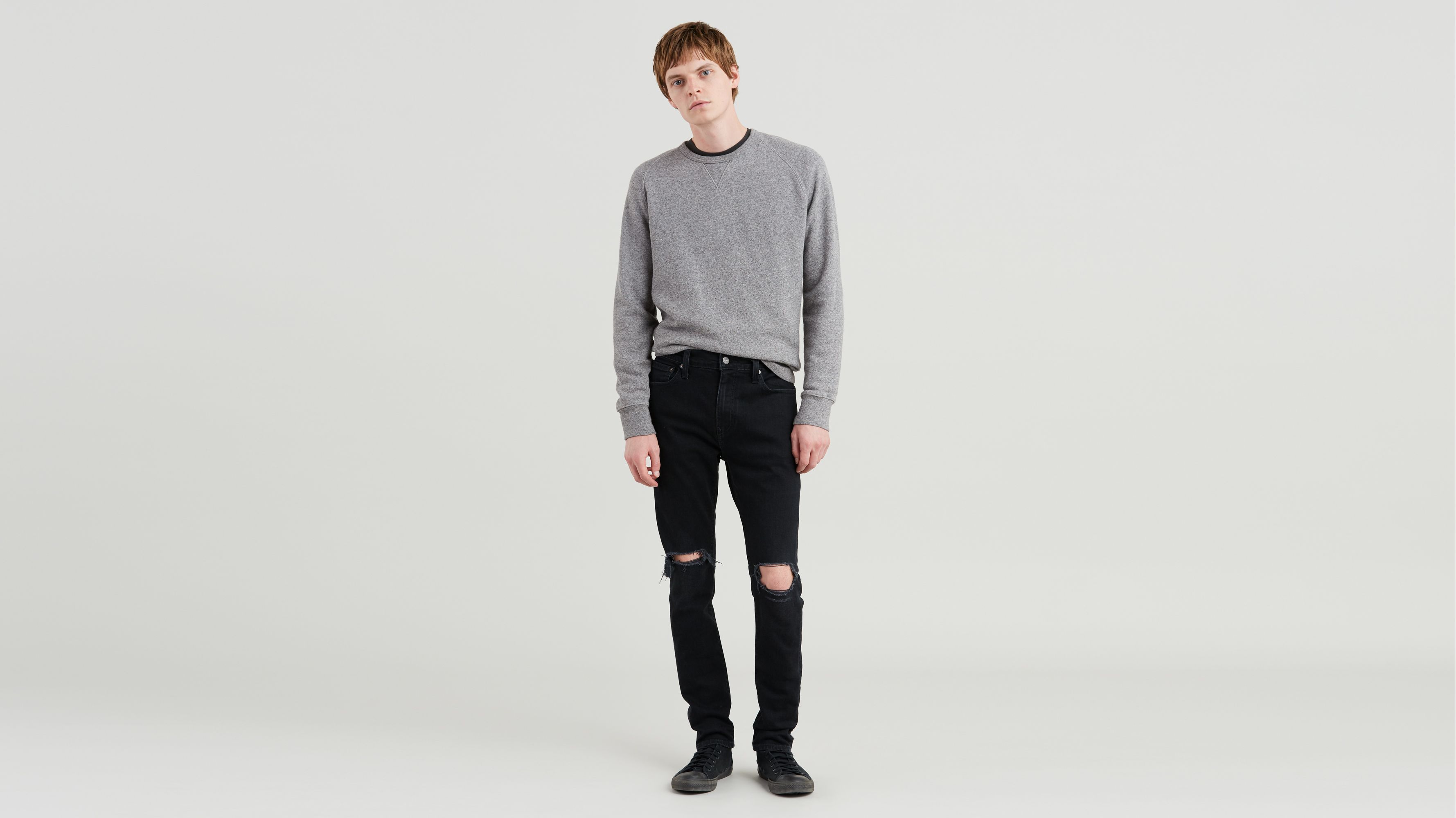 levis black ripped jeans mens