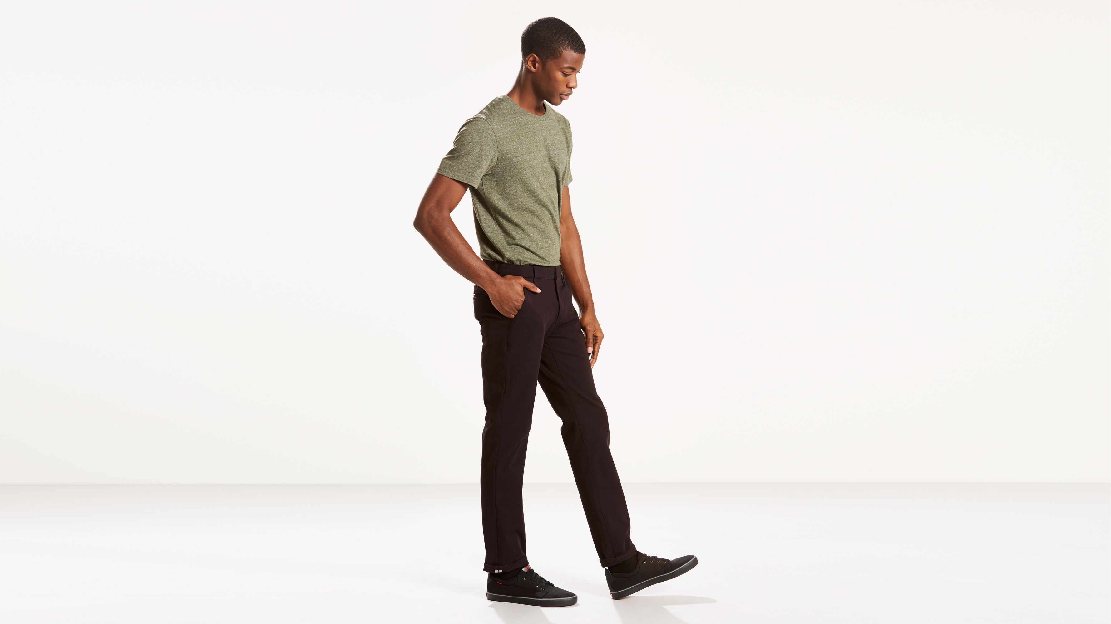 Buy BOSS Slim Fit Flat-Front Trousers | Black Color Men | AJIO LUXE