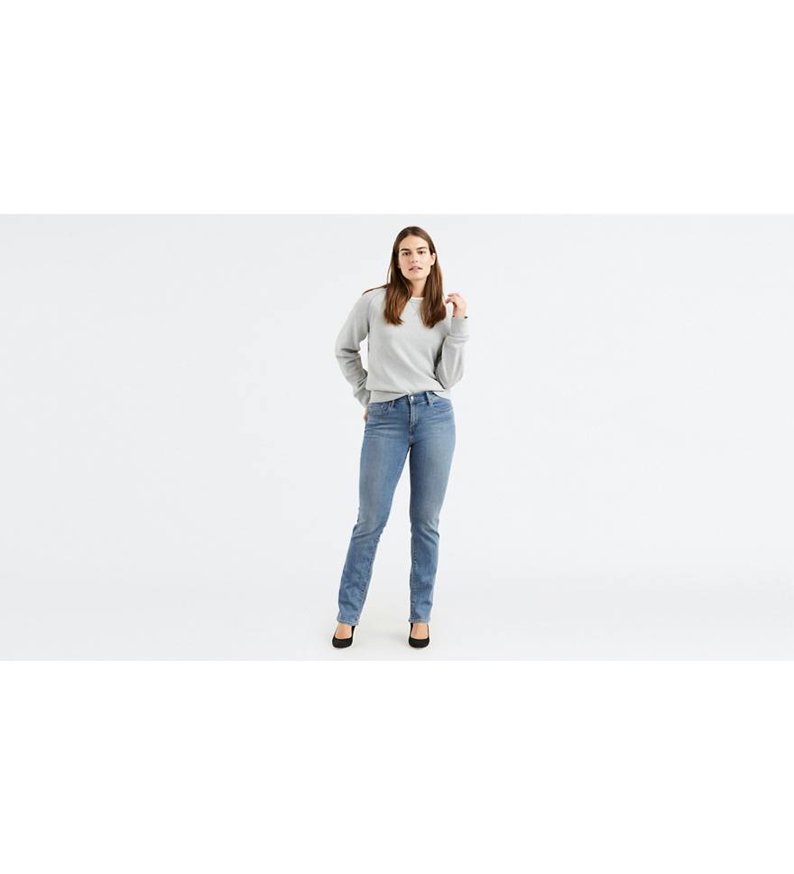 Women's Levi's 505 Straight Jeans Sleek Blue 