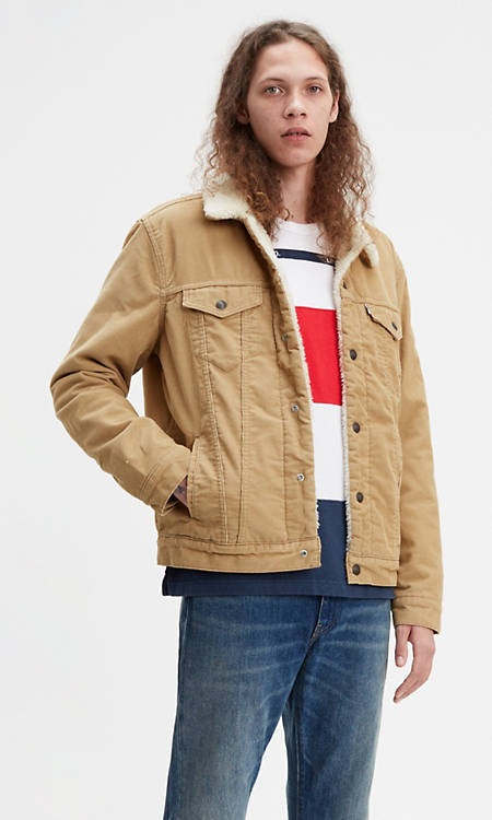 Corduroy Sherpa Trucker Jacket Khaki Levi S Us