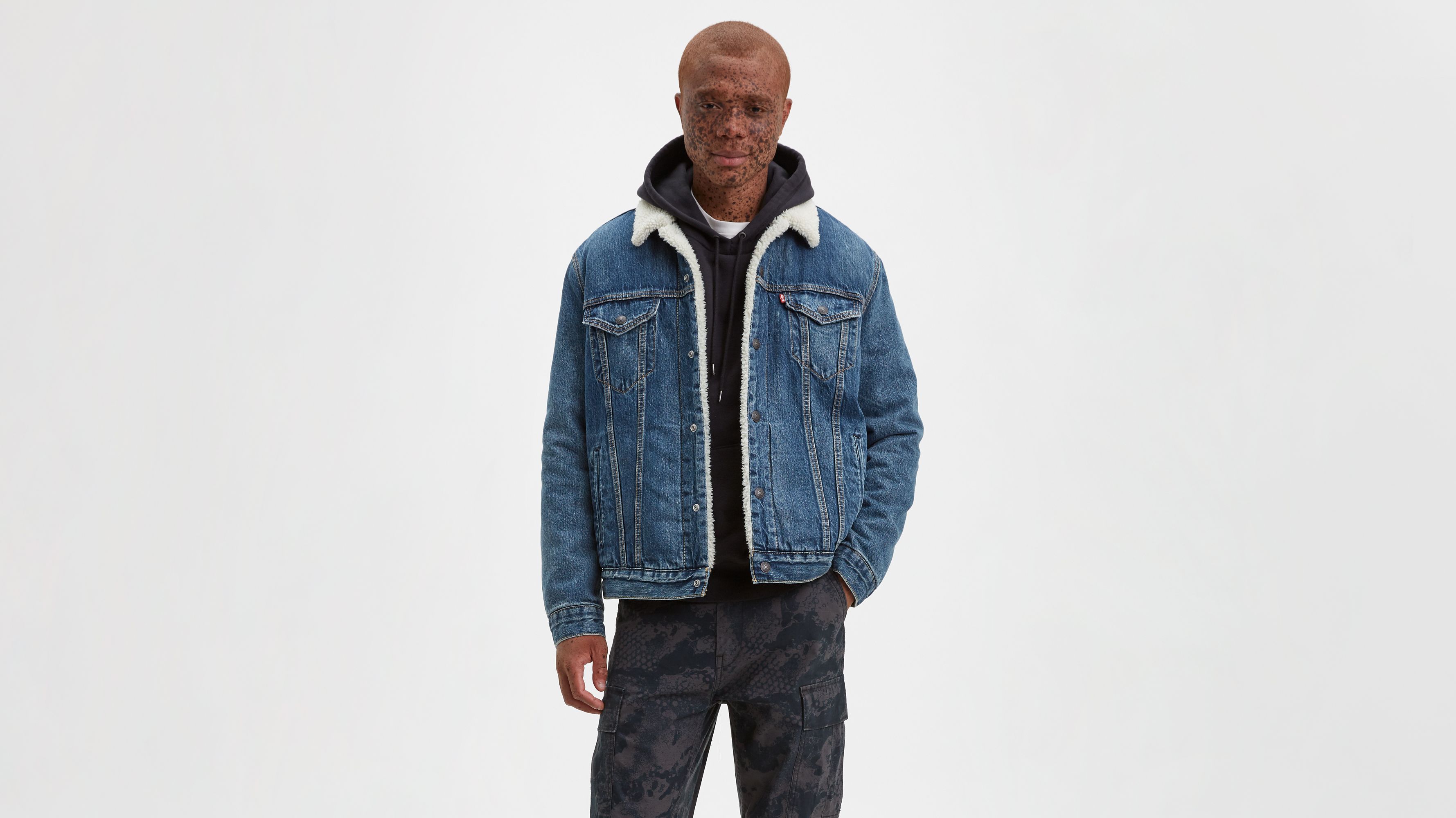 denim sherpa jacket men