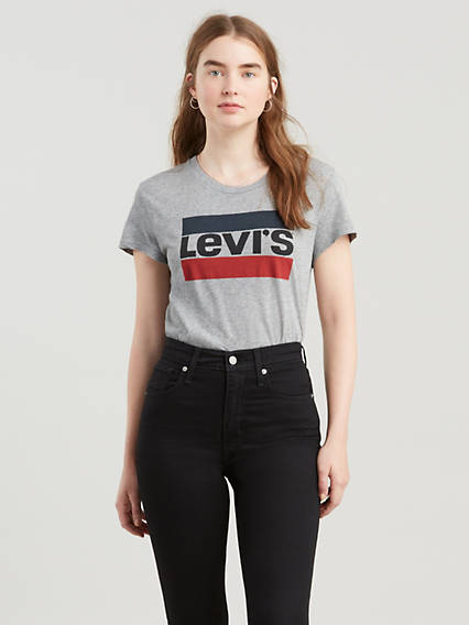 Levi's The Perfect Graphic Tee -  / Sportswear Logo Smokestack Heather Grau L