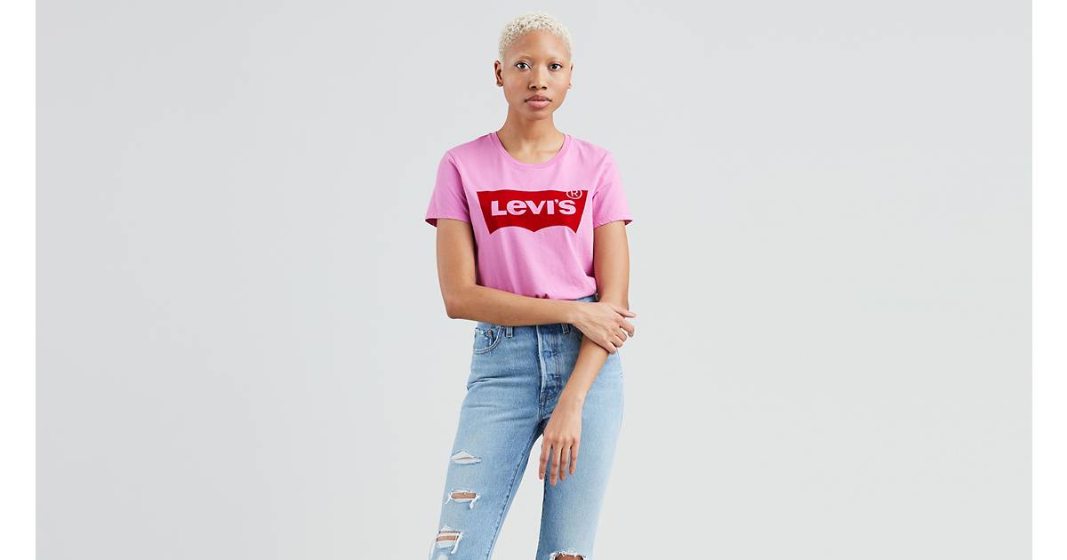 Levi's® Logo Perfect Tee Shirt - Pink | Levi's® US
