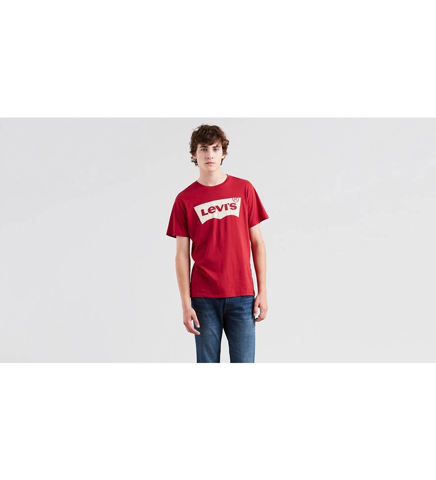 Levi's Men's Logo T-Shirt Large Black Red Short Sleeves 100