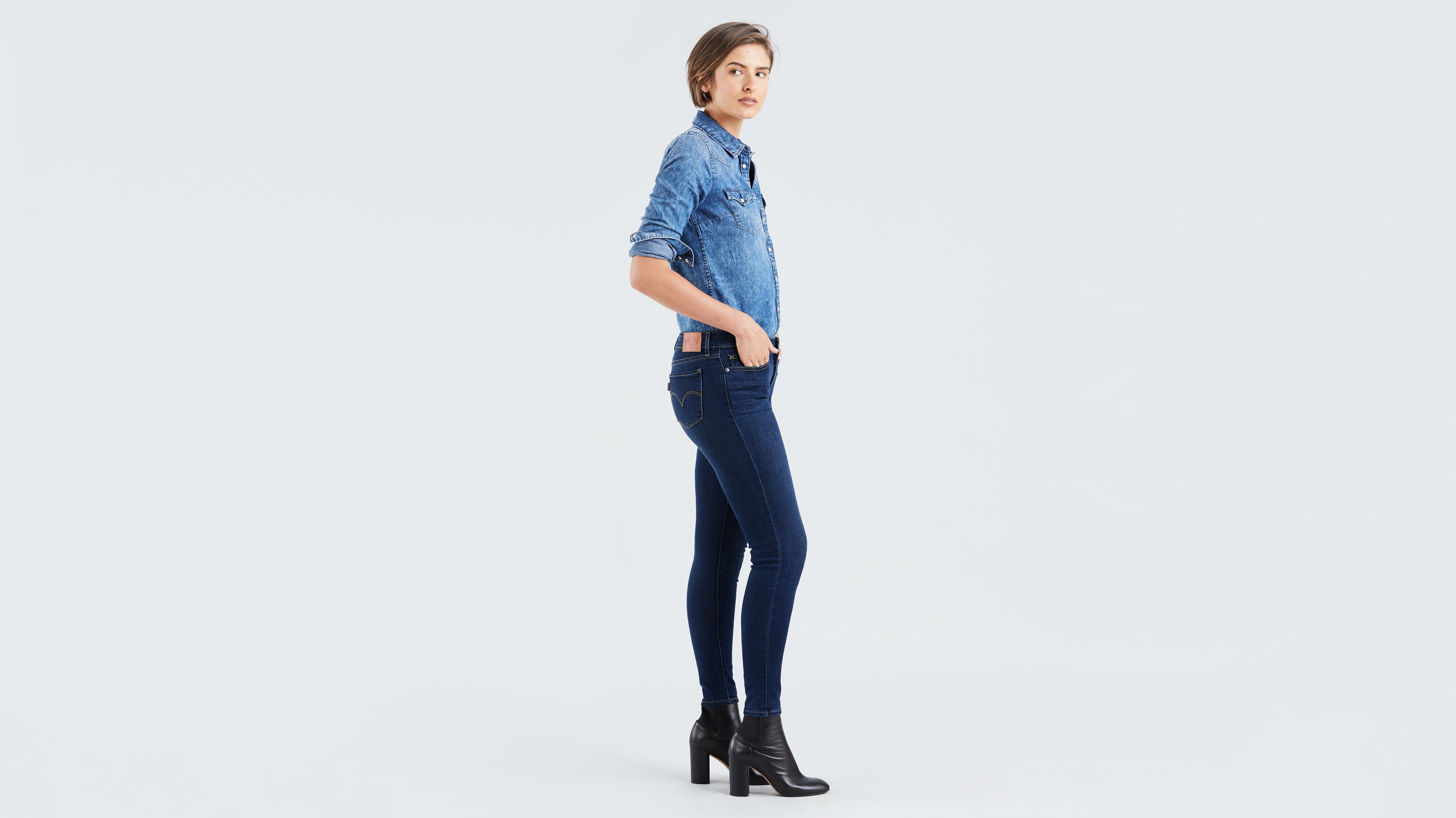 levi's 711 skinny jeans dark blue