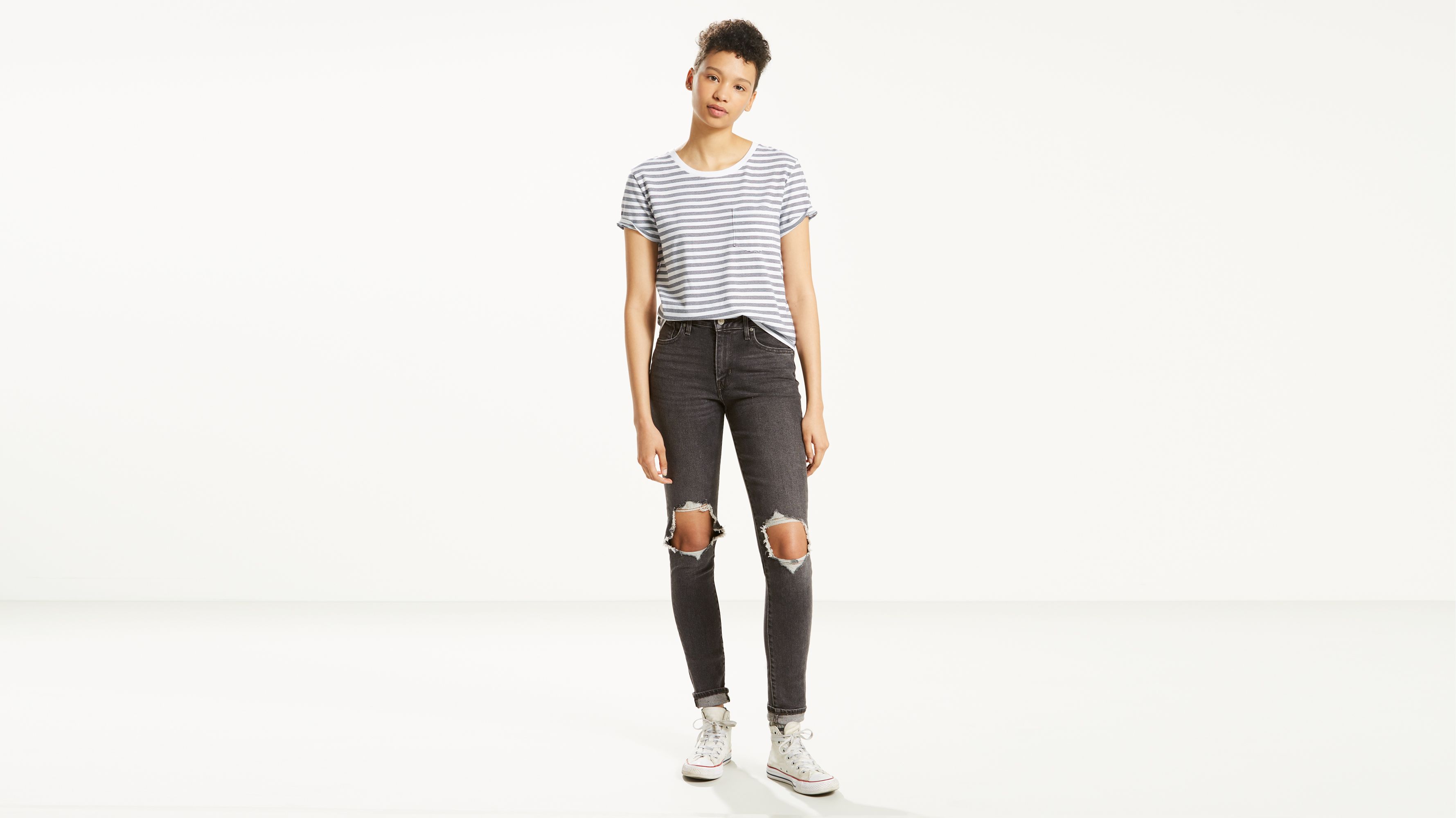 levis black ripped jeans womens