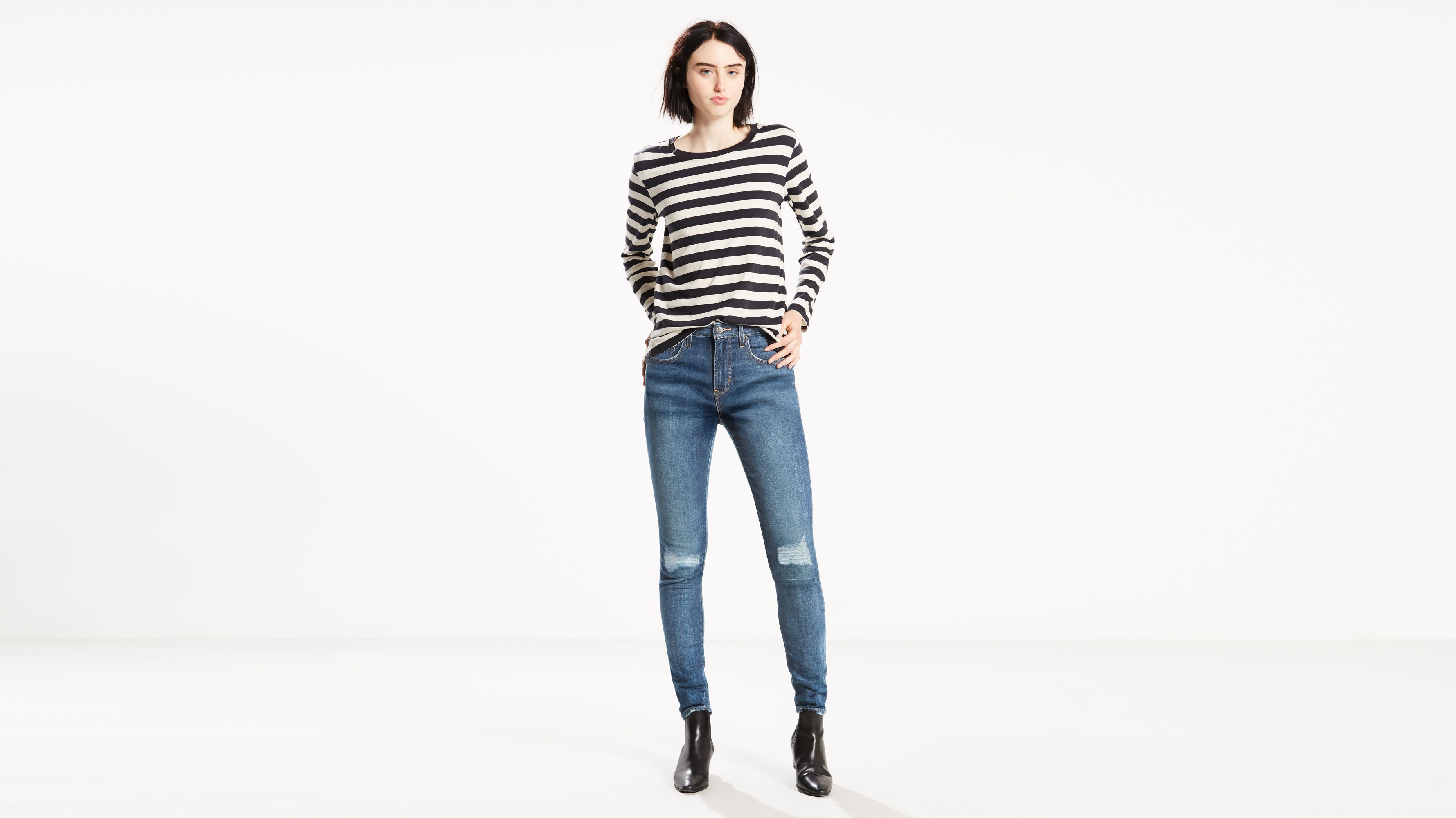 levi's 721 high rise ripped skinny jeans
