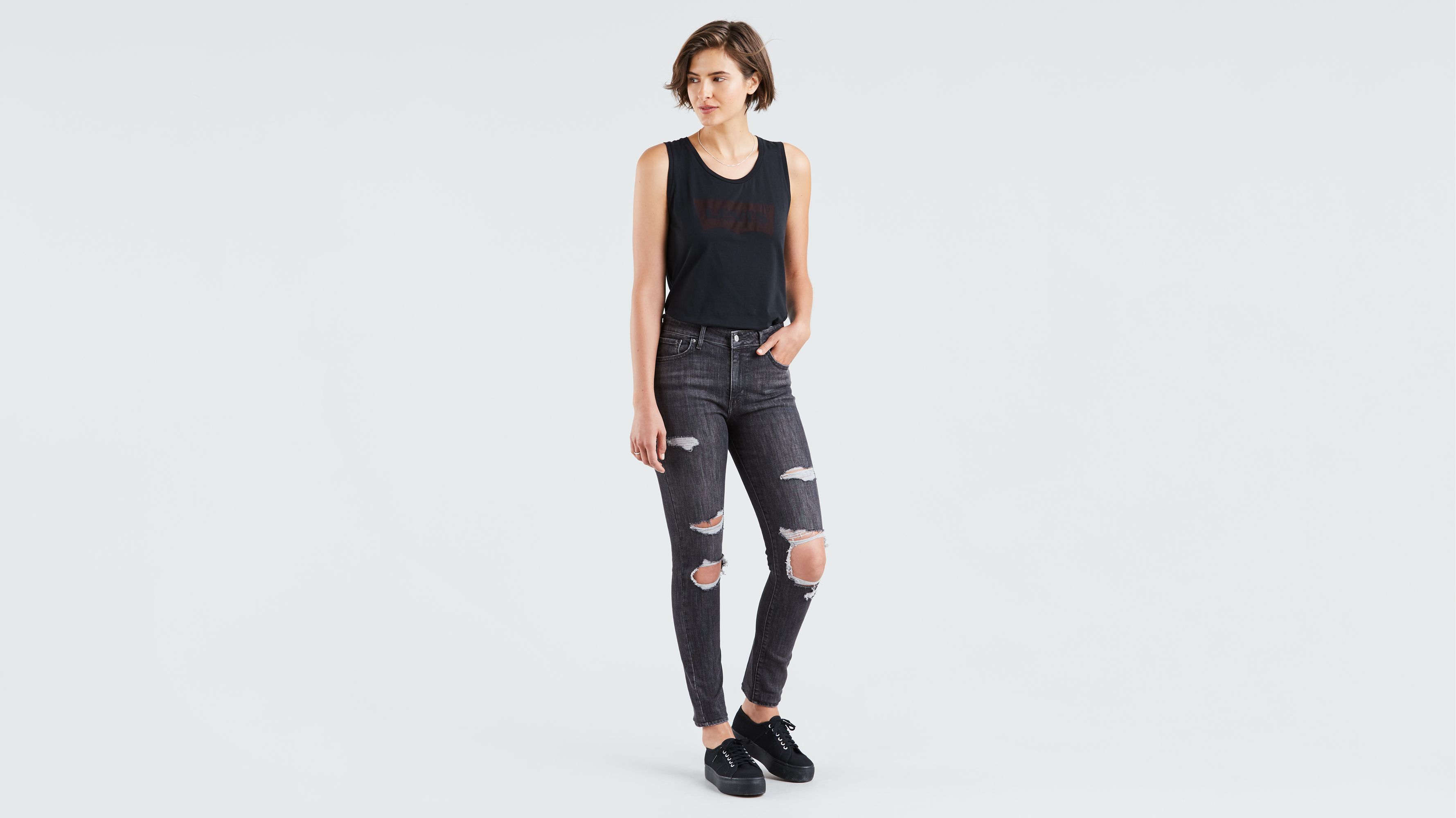 levi's ripped skinny jeans womens