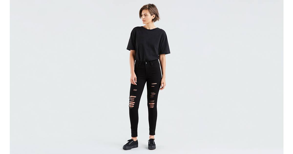 721 High Rise Ripped Skinny Women's Jeans - Black | Levi's® US