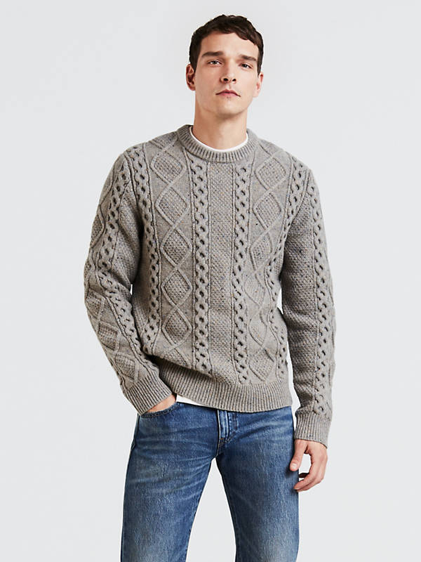 Fisherman Cable Crewneck Sweater - Grey | Levi's® US