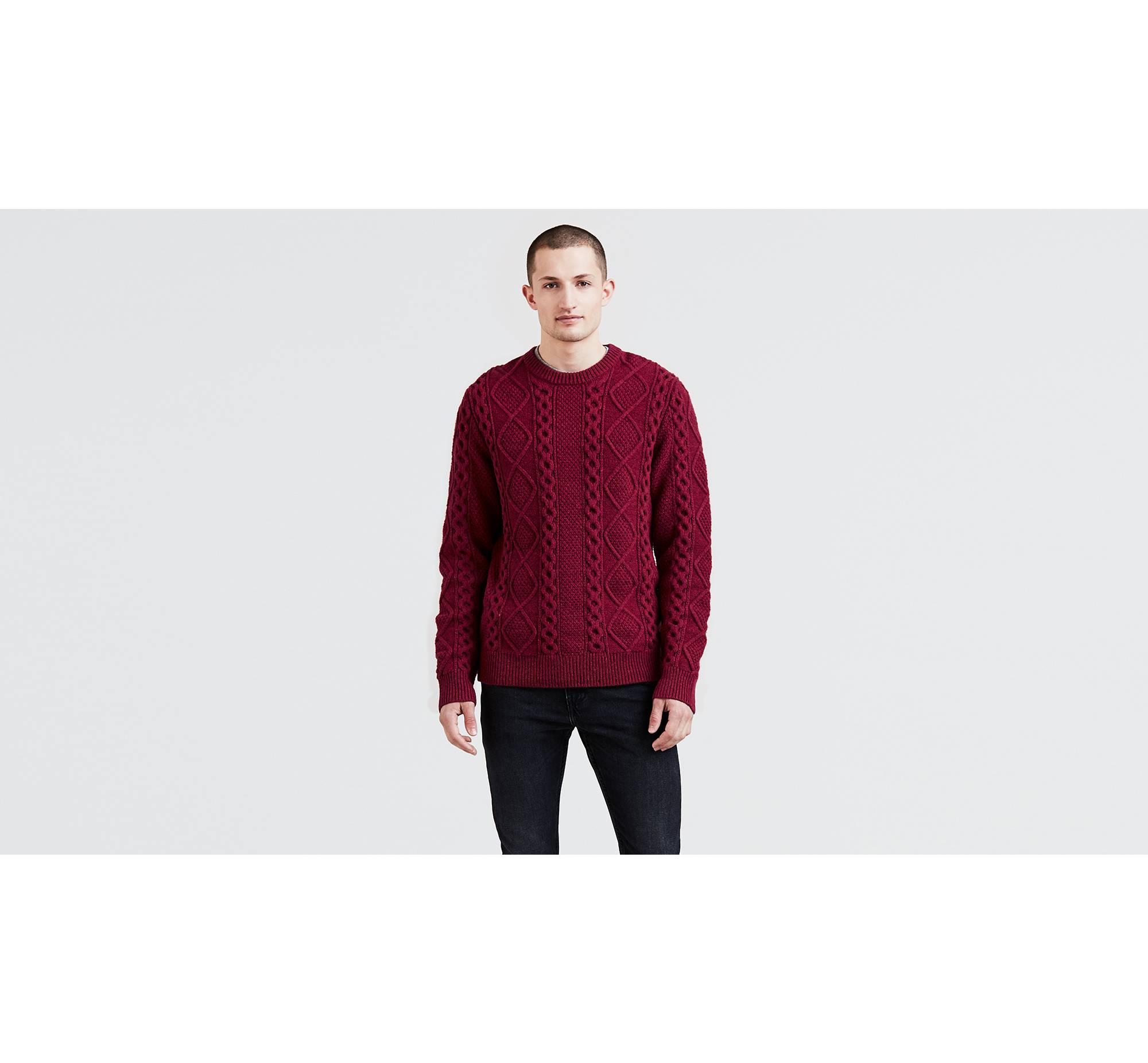 Fisherman Cable Crewneck Sweater - Red | Levi's® US