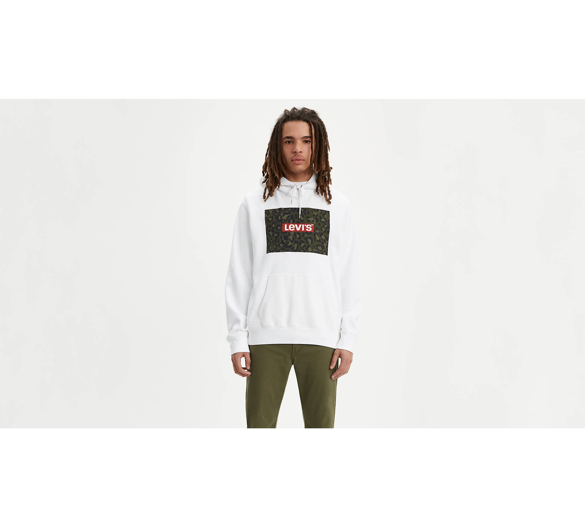 Box Tab Leopard Fill Pullover Hoodie - White | Levi's® US