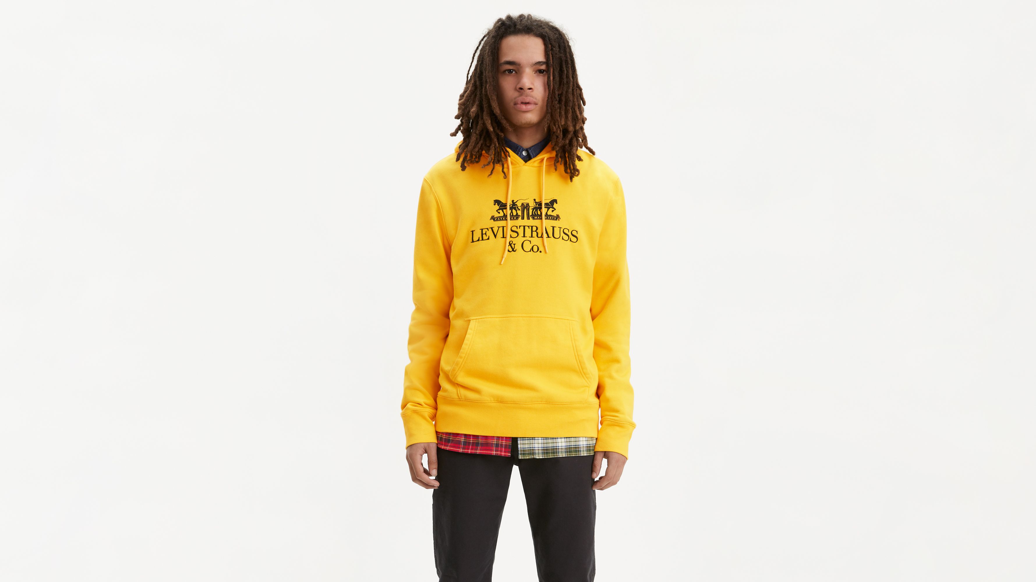 90's Logo Pullover Hoodie - Yellow 