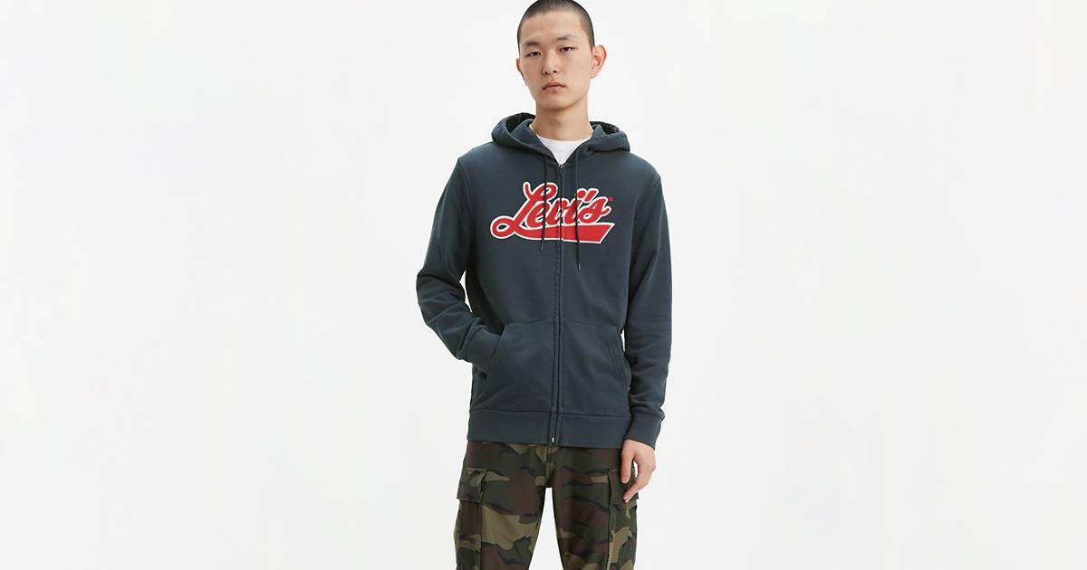 Levi's® Script Zip Up Hoodie - Blue | Levi's® US