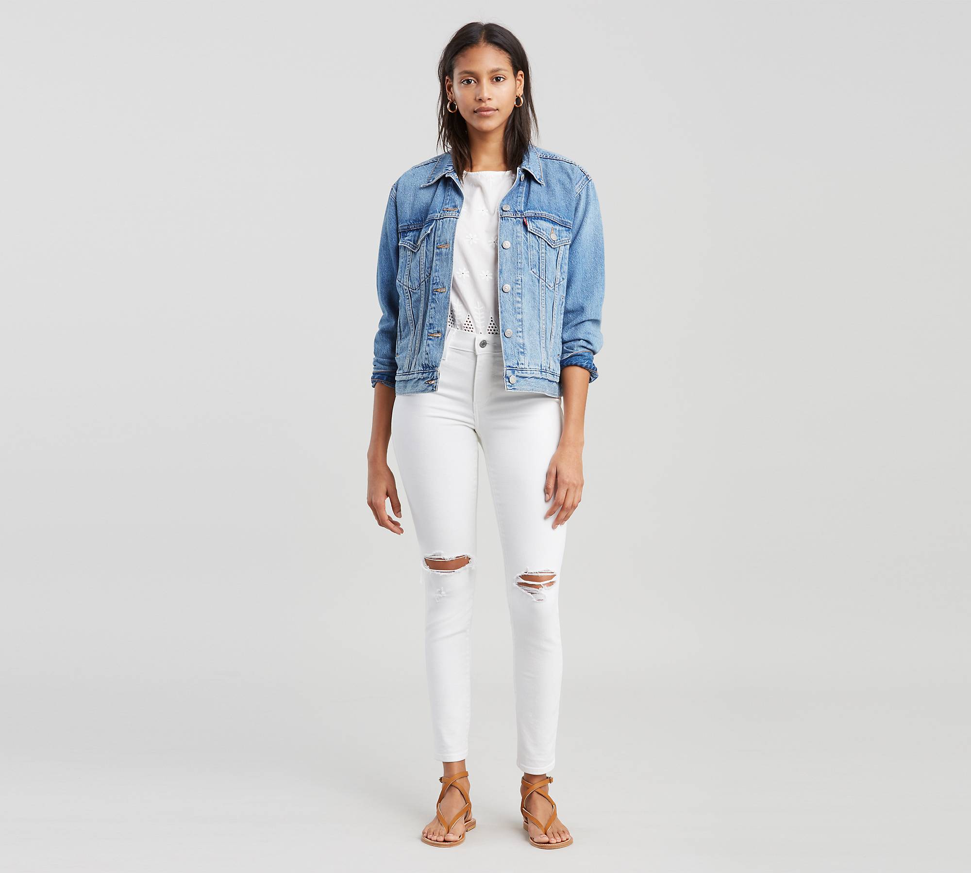 311 Shaping Skinny Ripped Twill Women's Jeans - White | Levi's® US