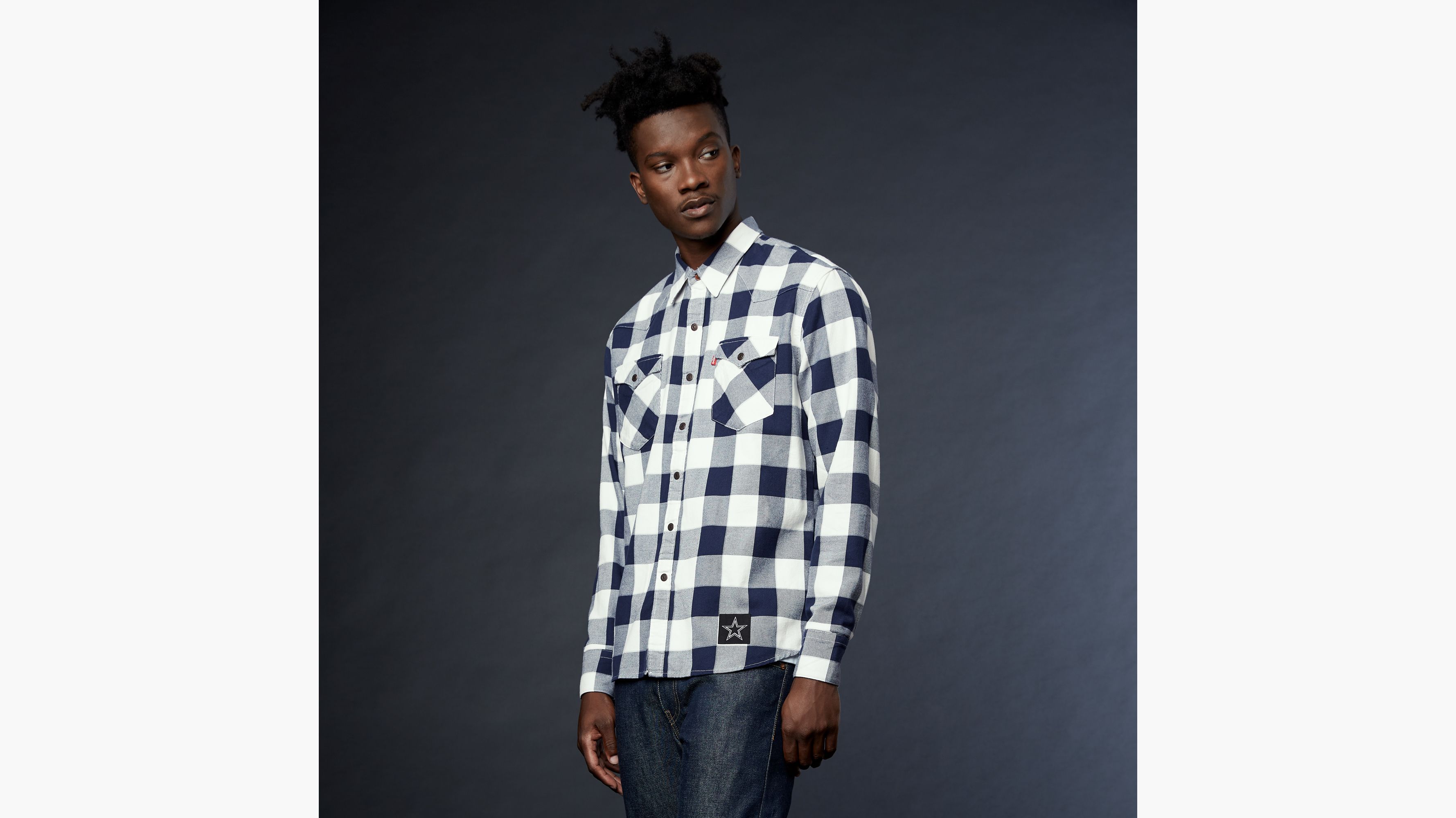 levi's nfl plaid western shirt