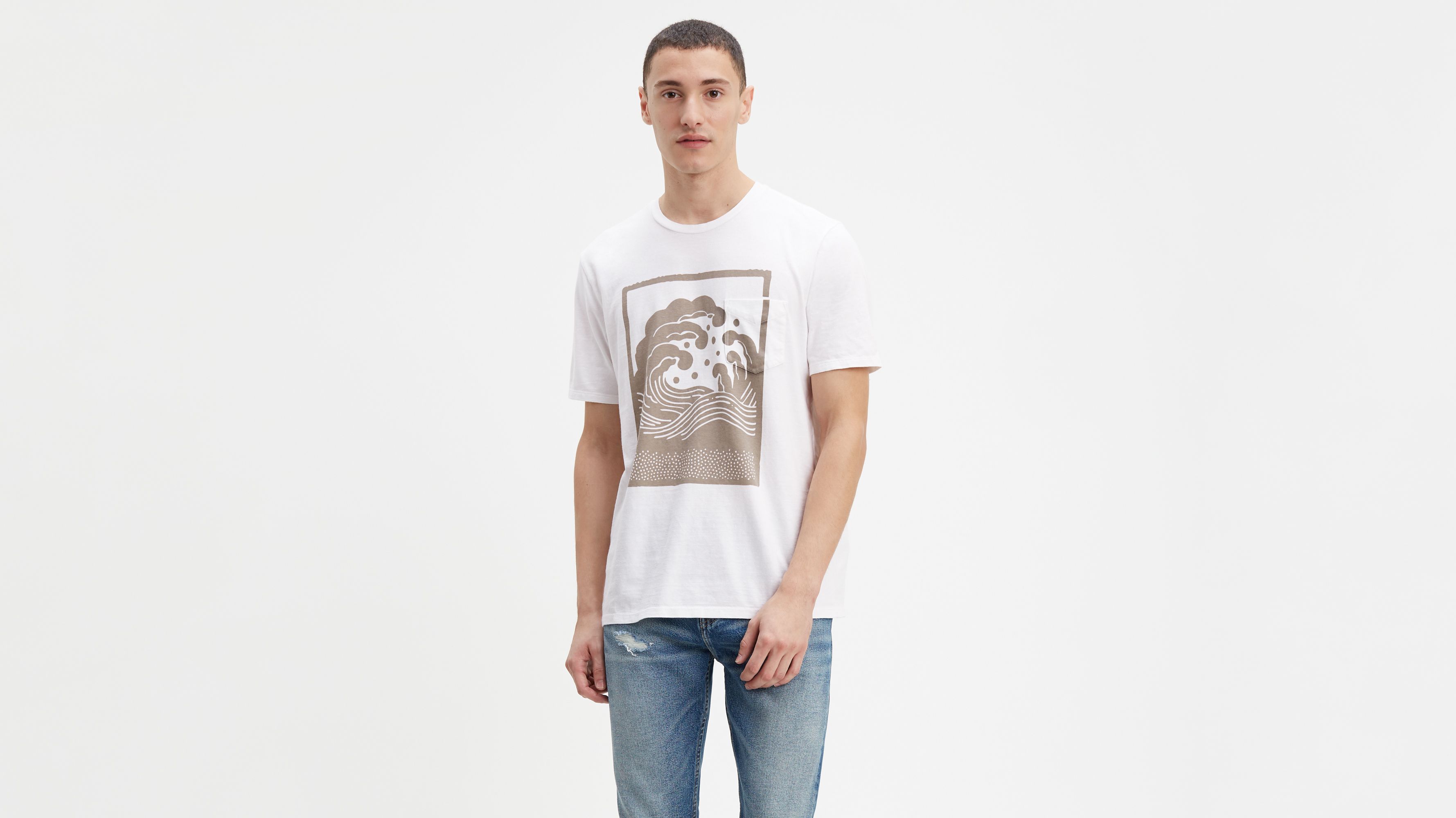 levis white pocket t shirt