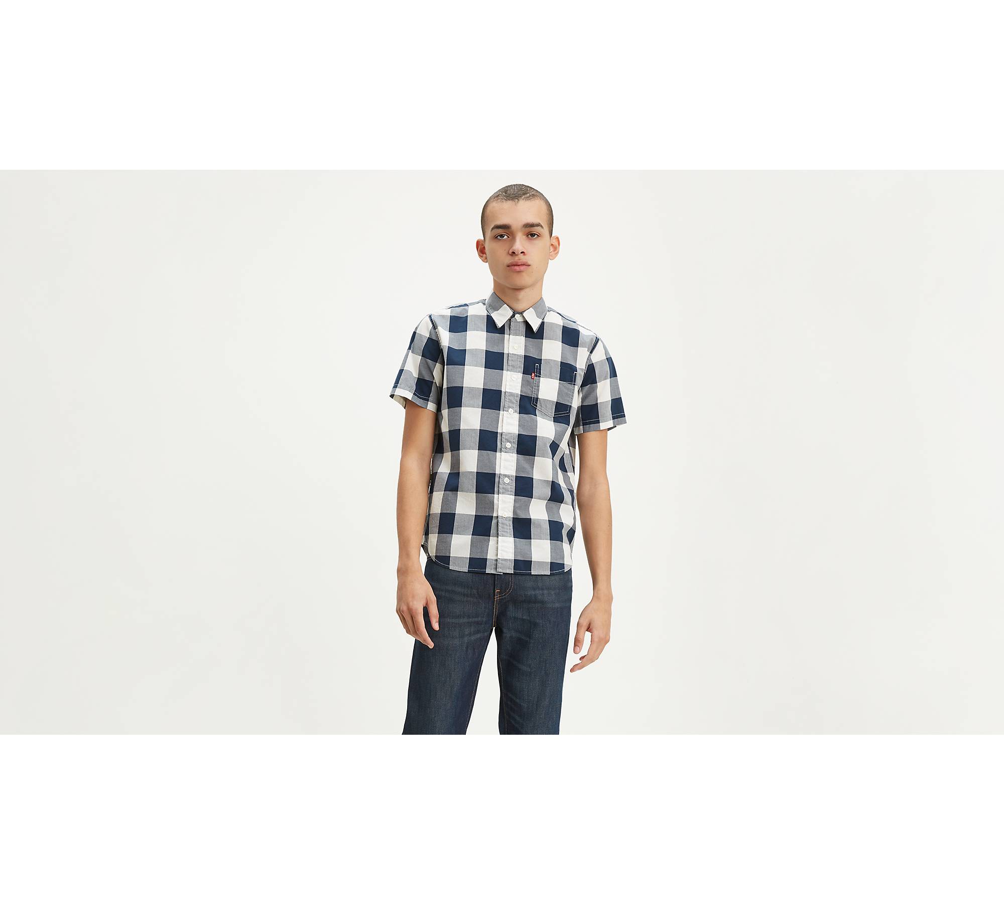Buffalo Check Short Sleeve Classic One Pocket Shirt - Blue | Levi's® US