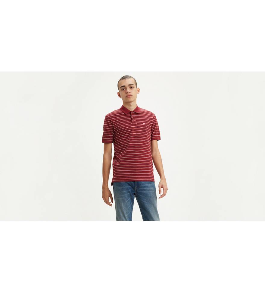 Levi's® Chest Logo Striped Polo Shirt - Red | Levi's® US