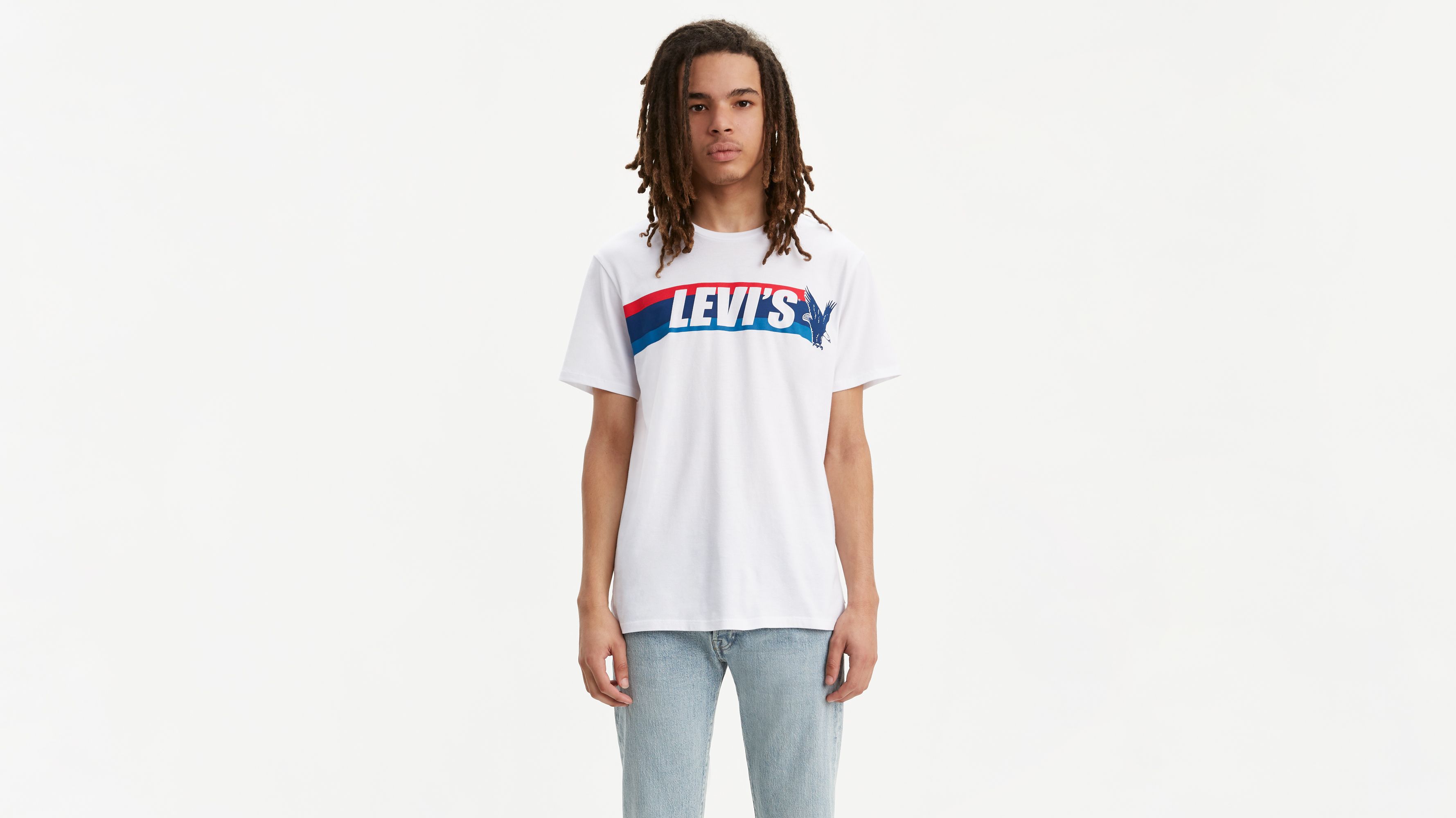 Eagle Stripe Graphic Tee Shirt - White | Levi's® US