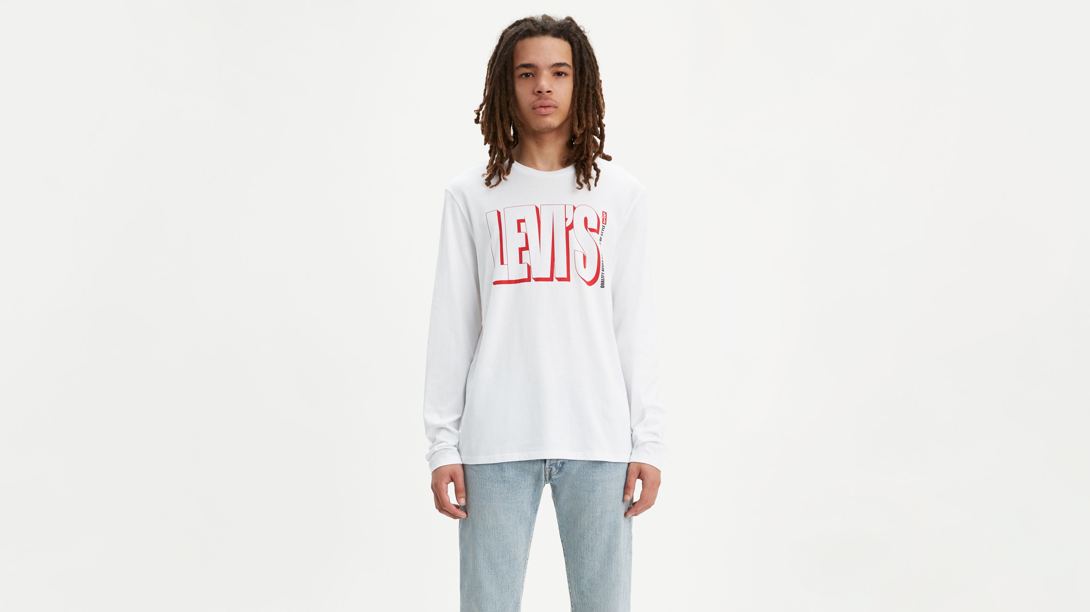 Long Sleeve Levi's® Text Graphic Tee Shirt - White | Levi's® US