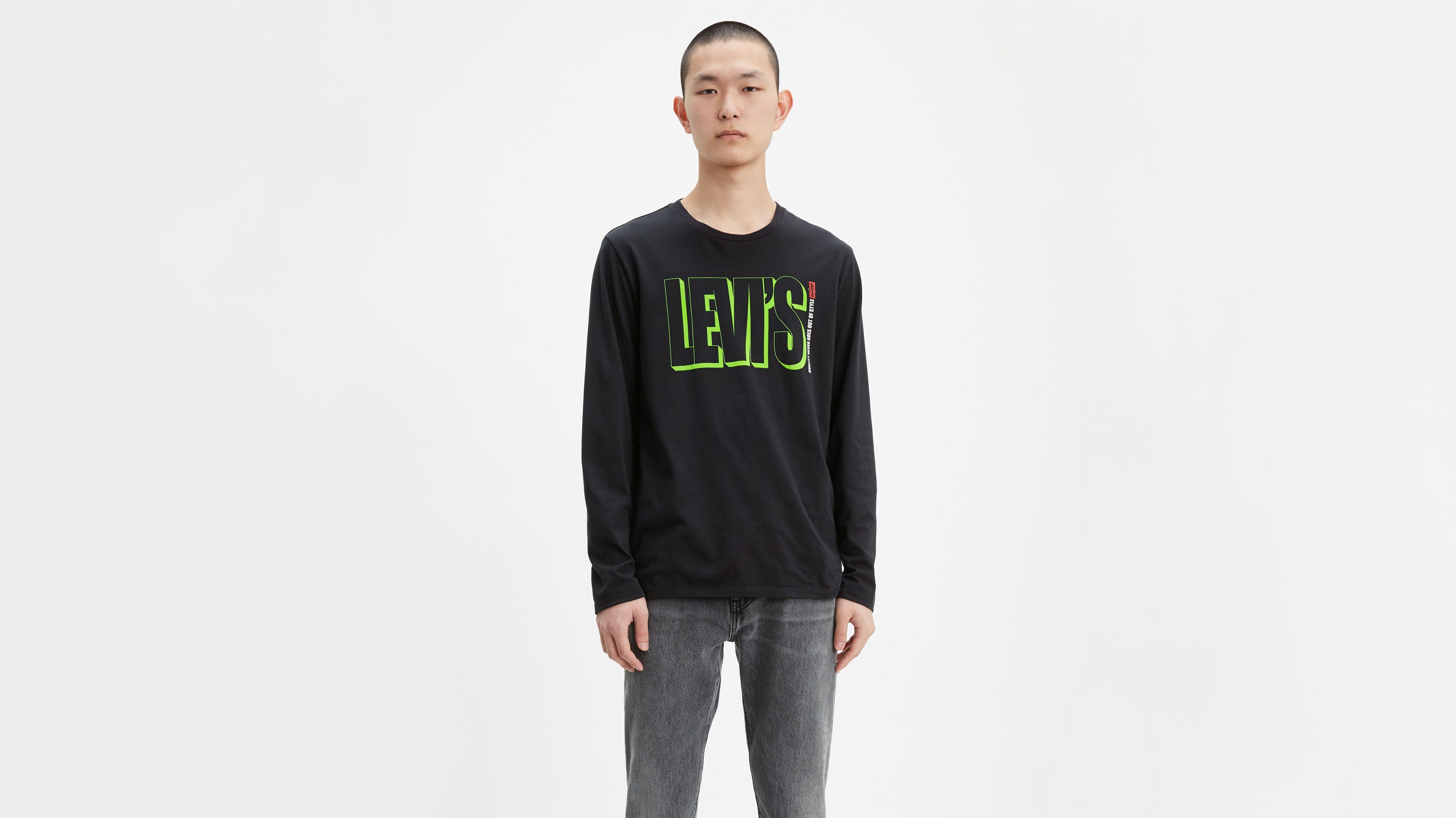 Long Sleeve Levi s Text Graphic Tee Shirt Black Levi s US