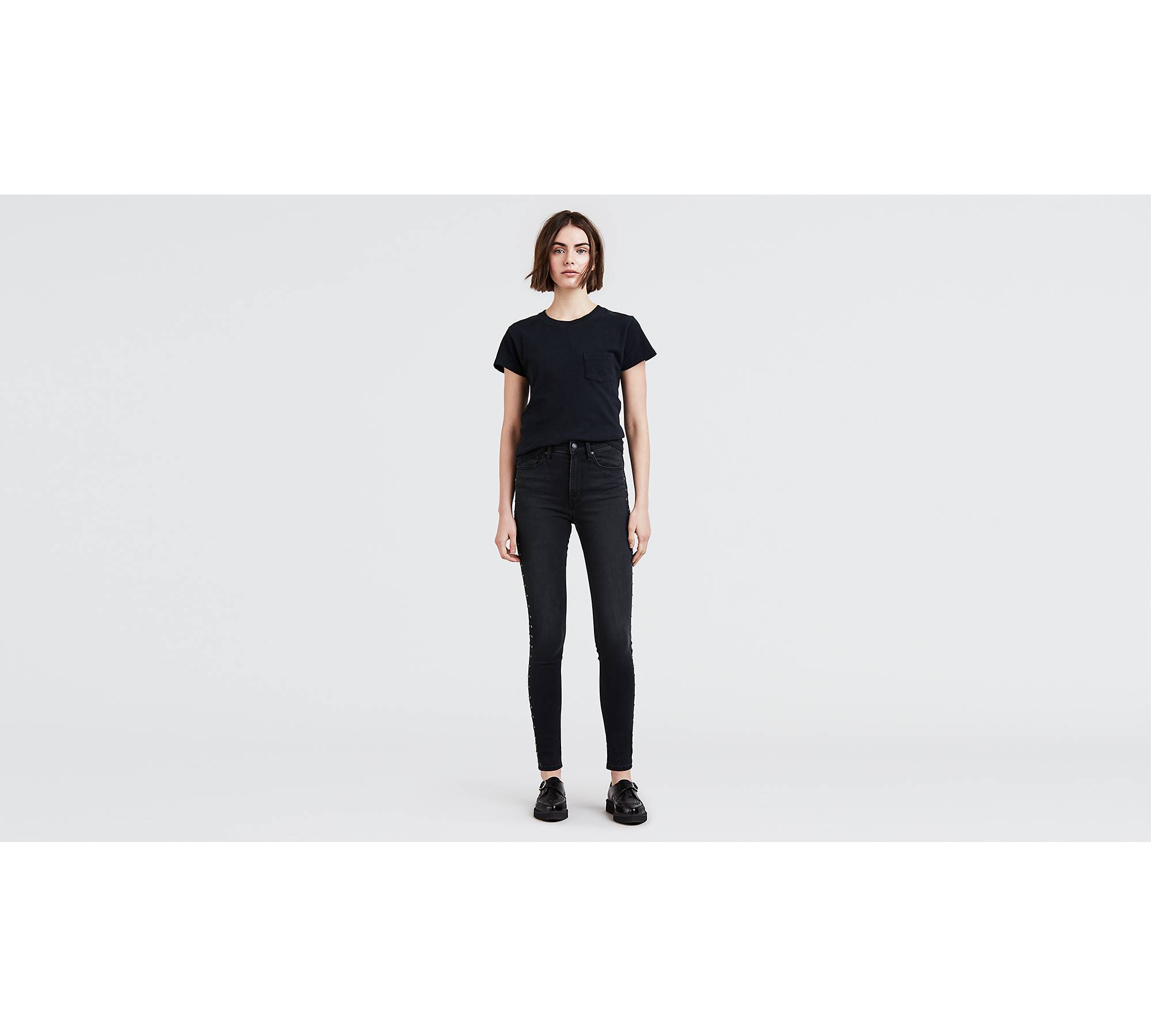 Mile High Super Skinny Studded Women's Jeans - Black | Levi's® US