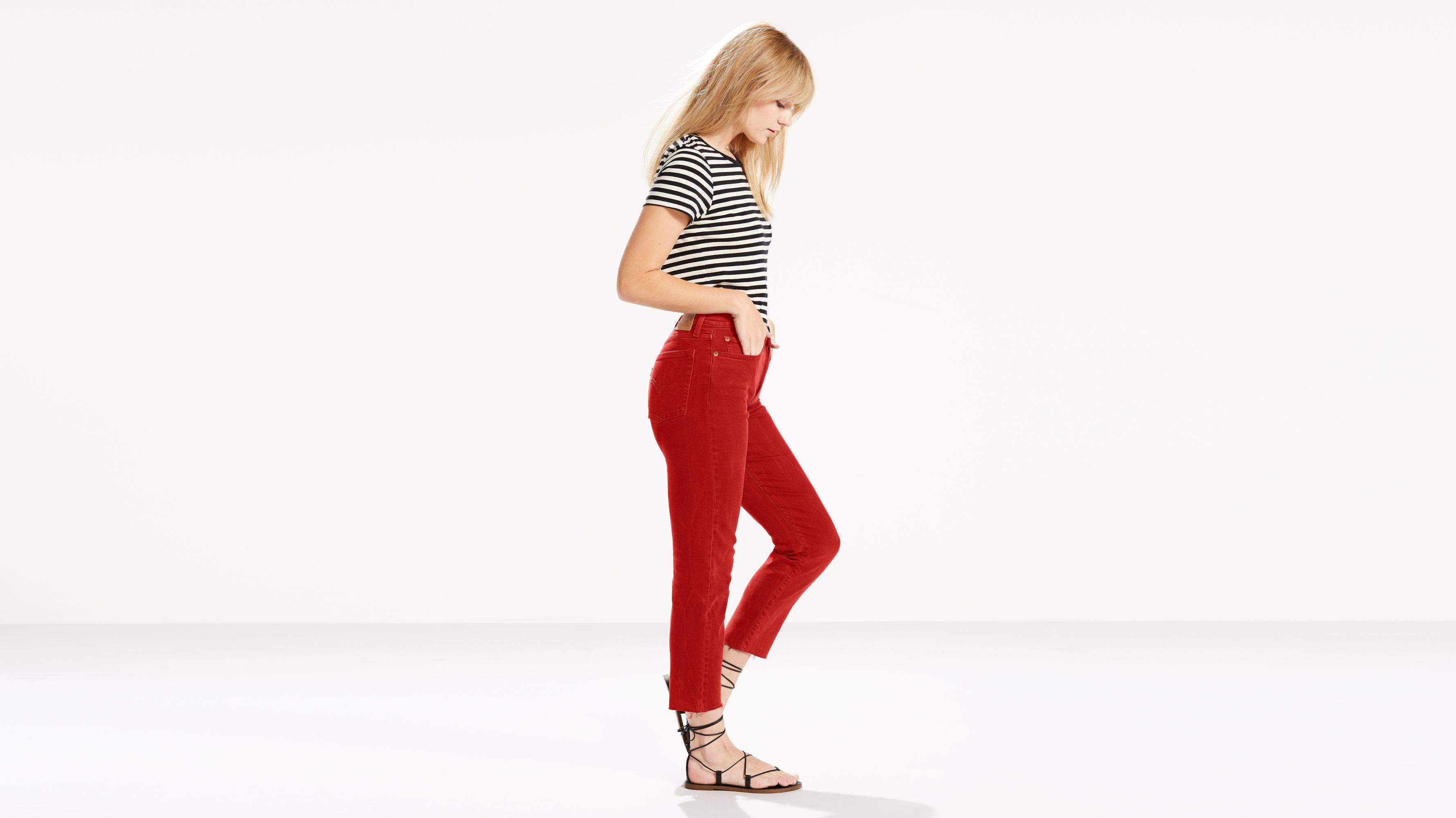 womens red levis jeans