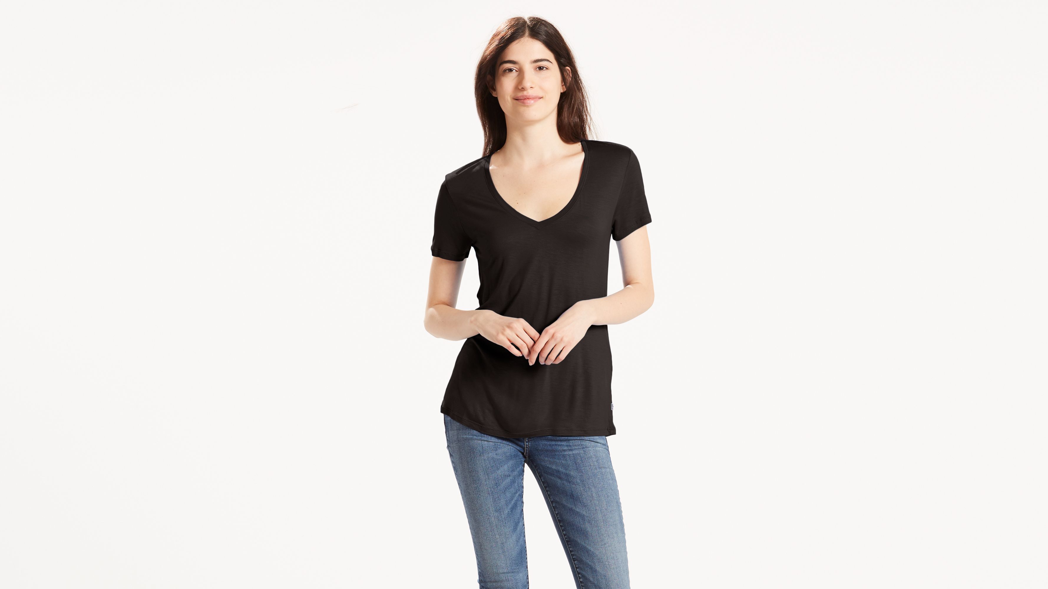 levi's v neck black t shirt