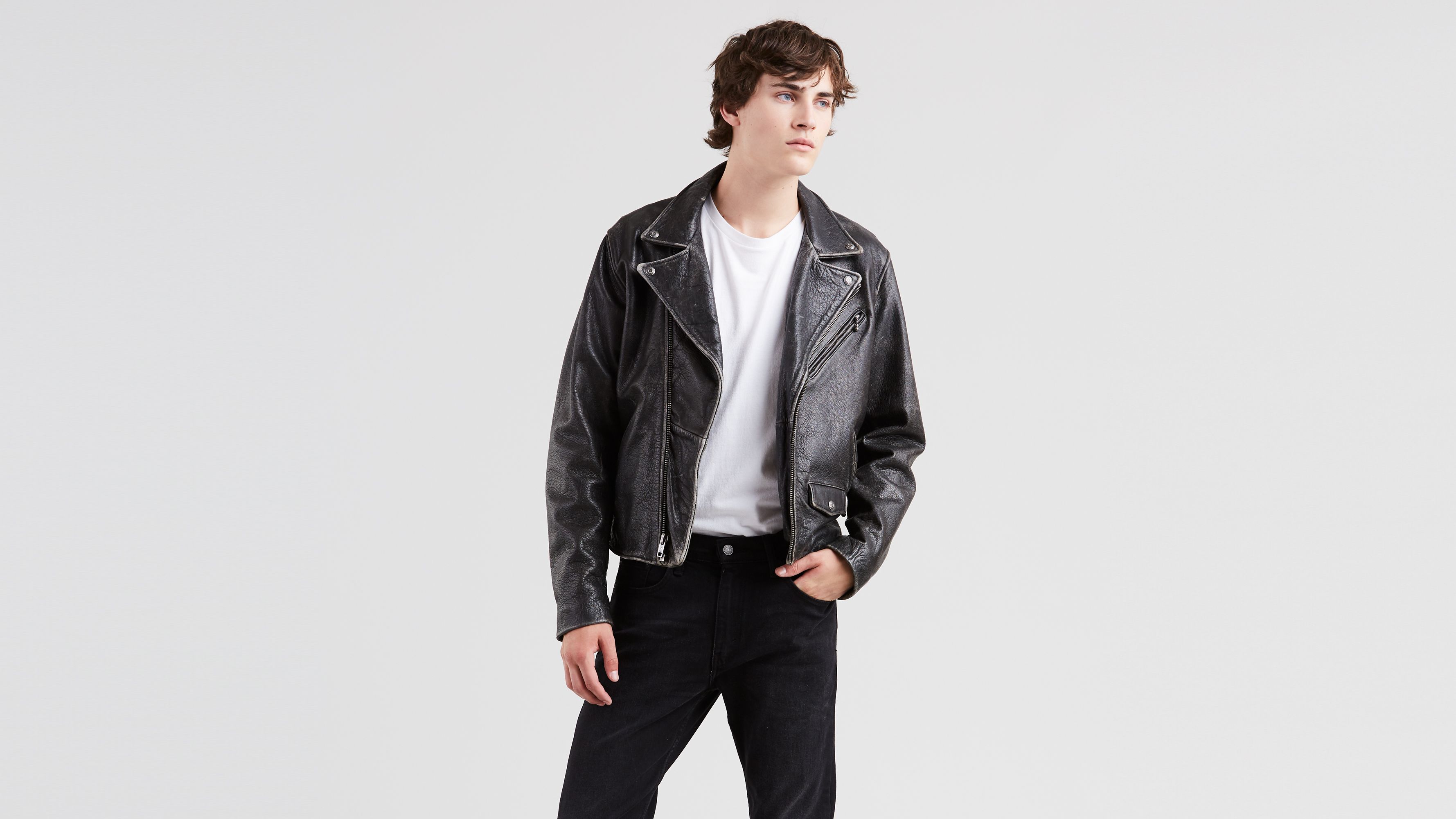 levis leather jacket with hood