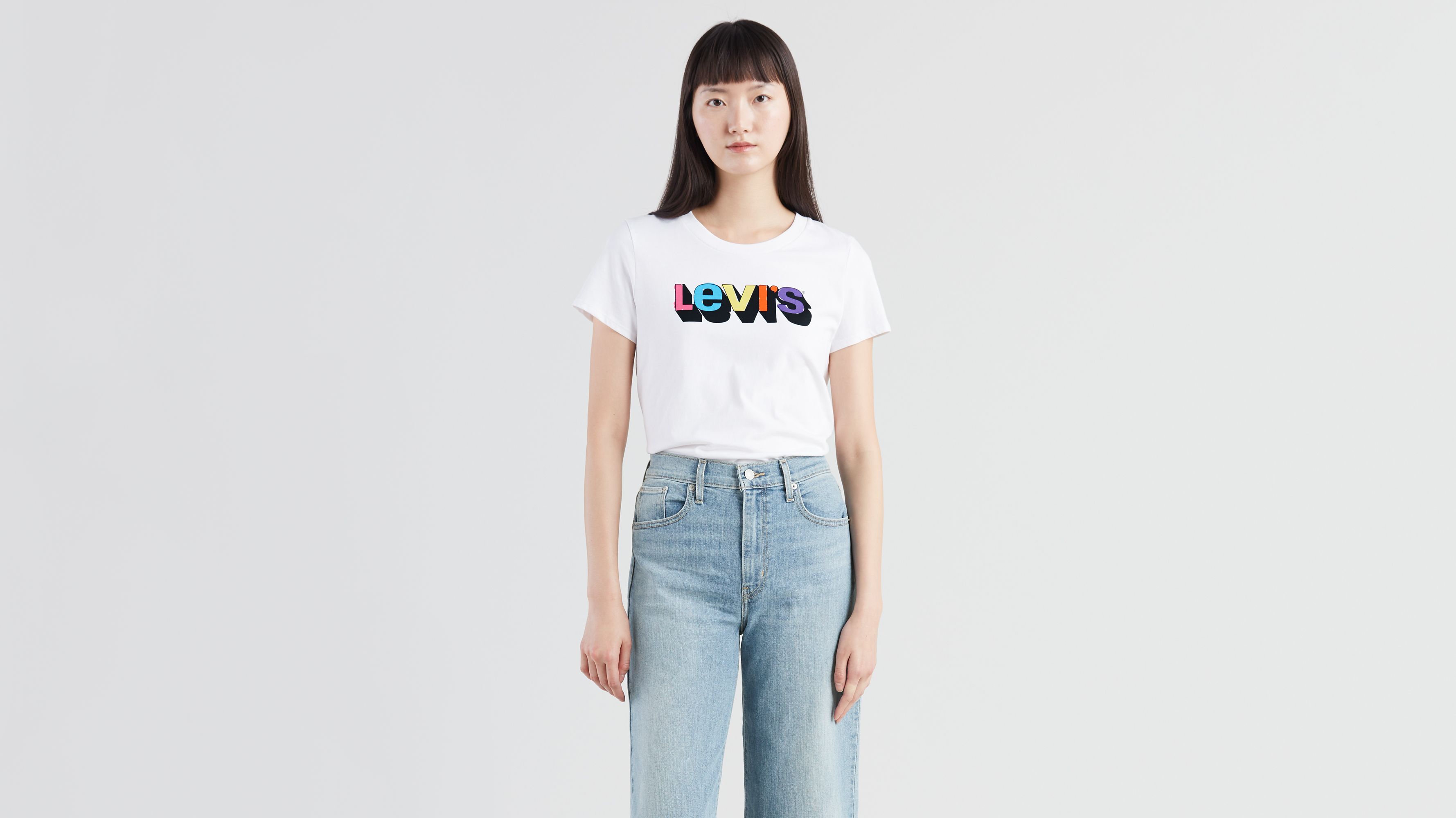 3d Levi's® Cropped Tee Shirt - White 