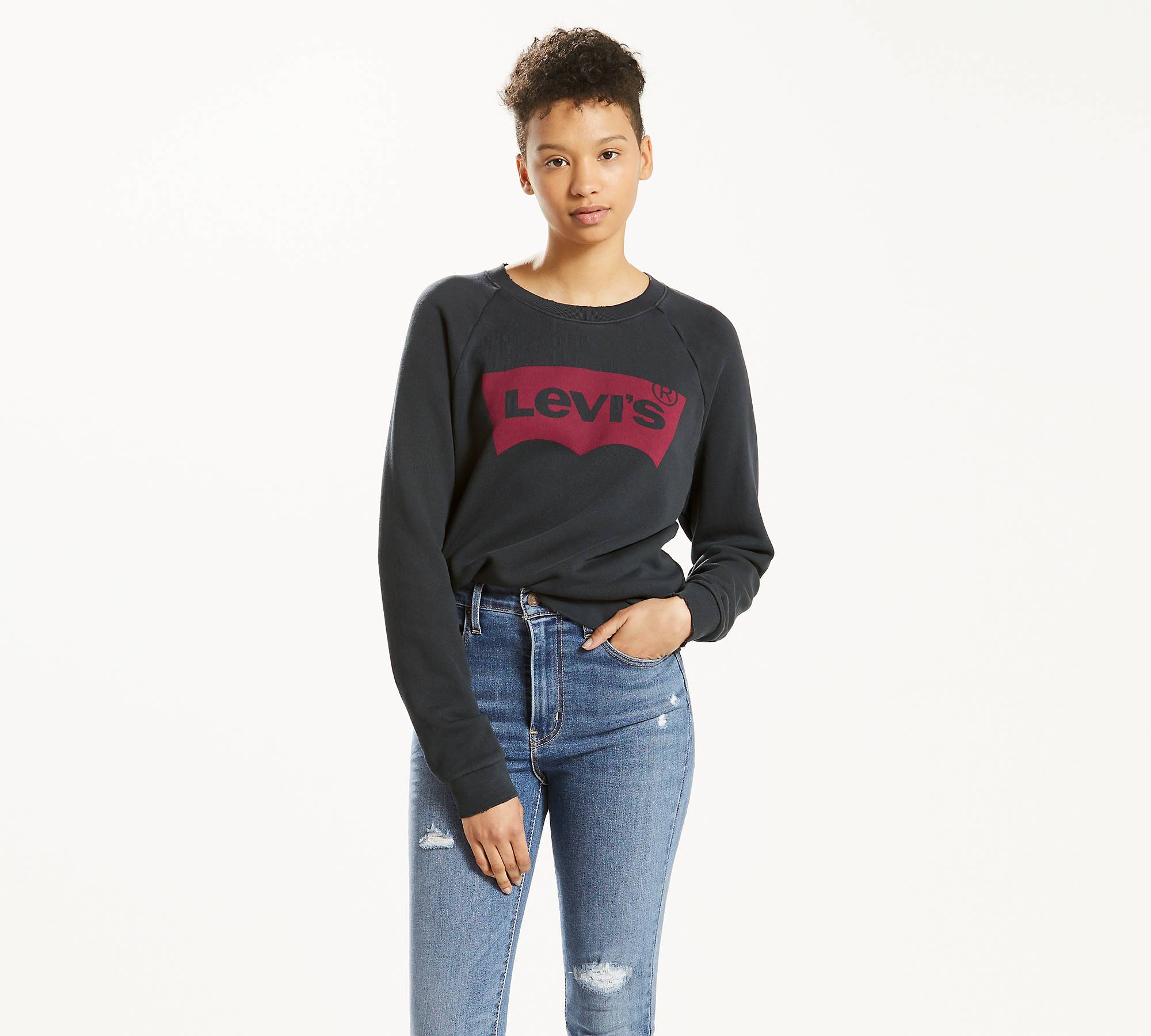 Levi's® Logo Relaxed Crewneck Sweatshirt - Black | Levi's® US
